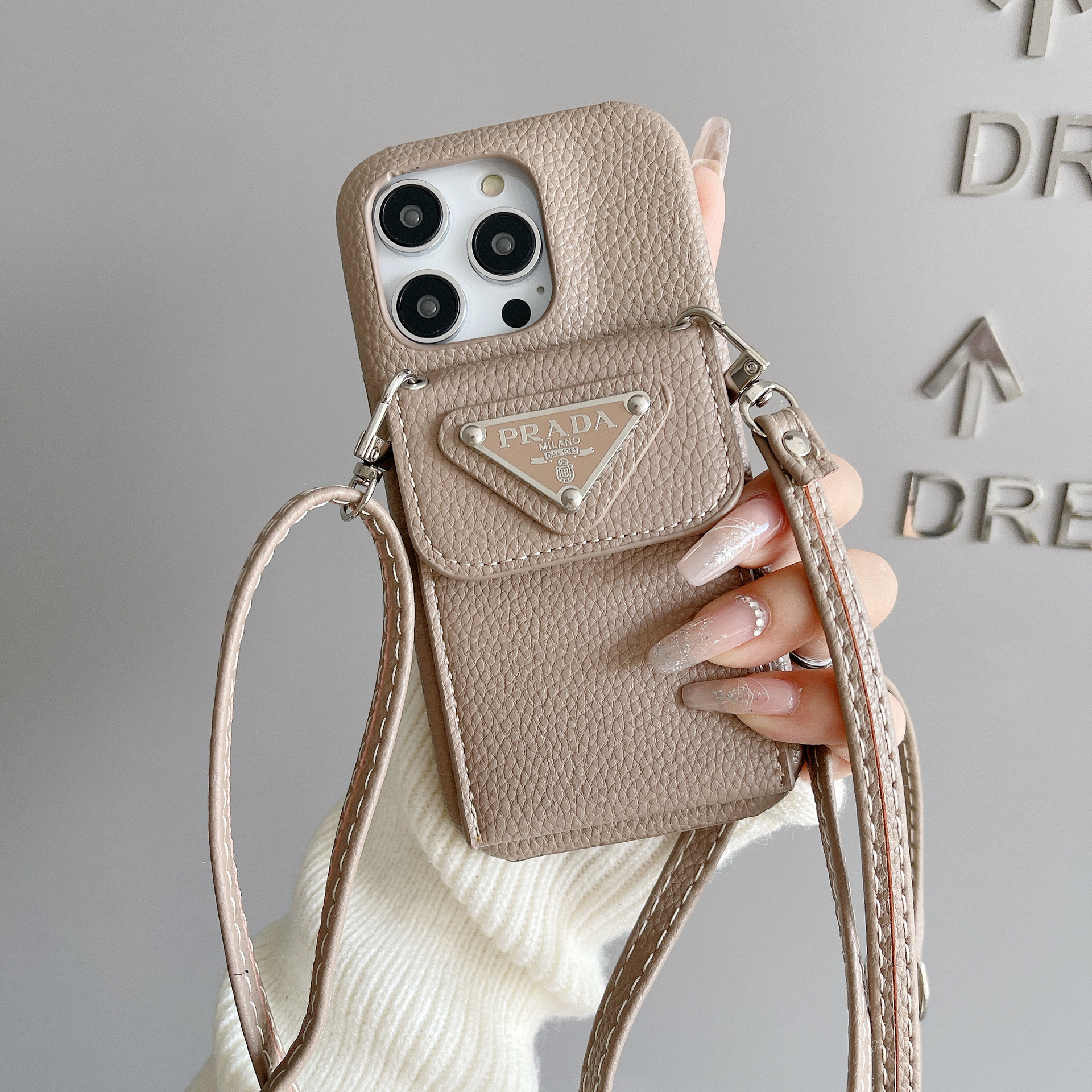 Prada Leather iPhone Wallet Case With Crossbody Strap