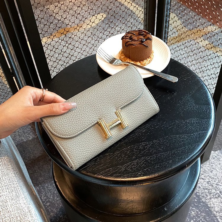 Hermès luxurious Leather Flap Long Wallet-BELKCASE