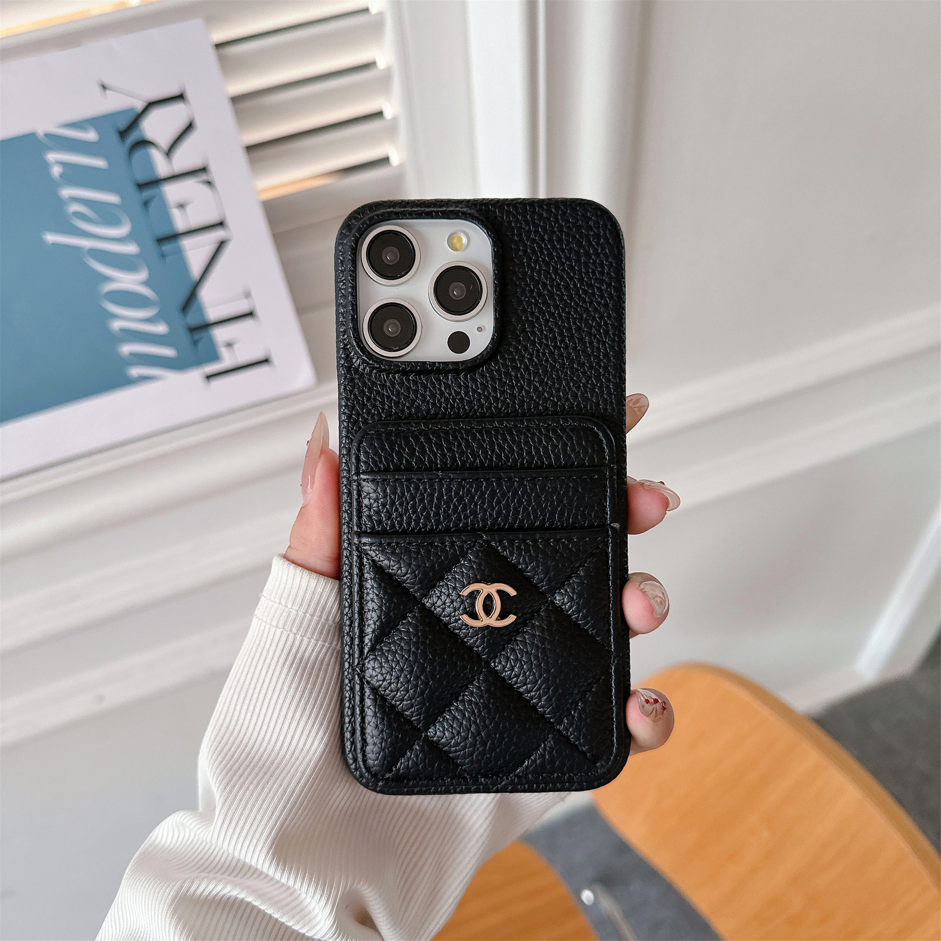 Luxury Leather CC iPhone Wallet Case