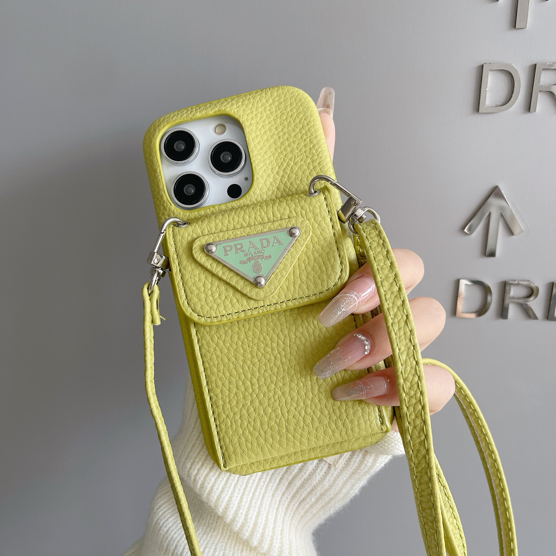 Prada Leather iPhone Wallet Case With Crossbody Strap
