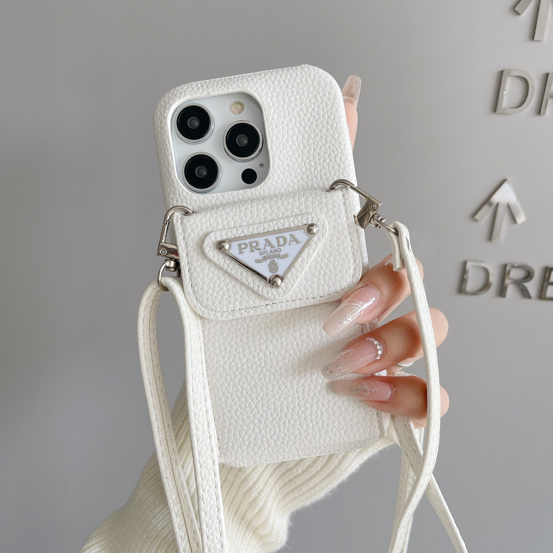 Prada Leather iPhone Wallet Case With Crossbody Strap