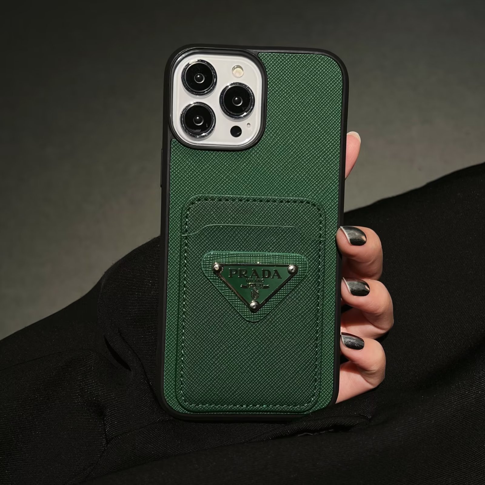 Acrylic Metal Triangle Label PR iPhone Wallet Case