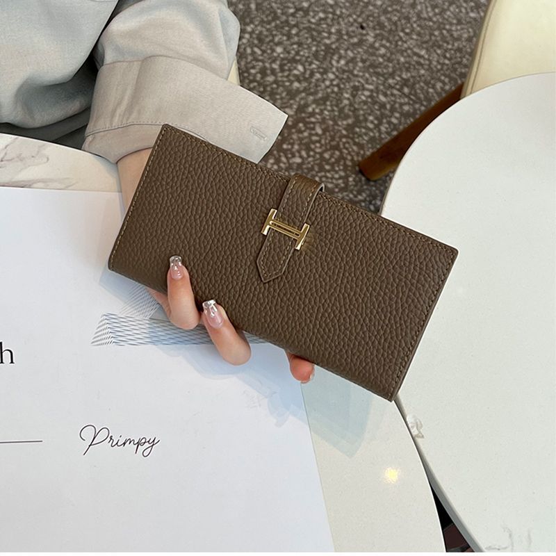 luxurious Leather Flap Long Wallet