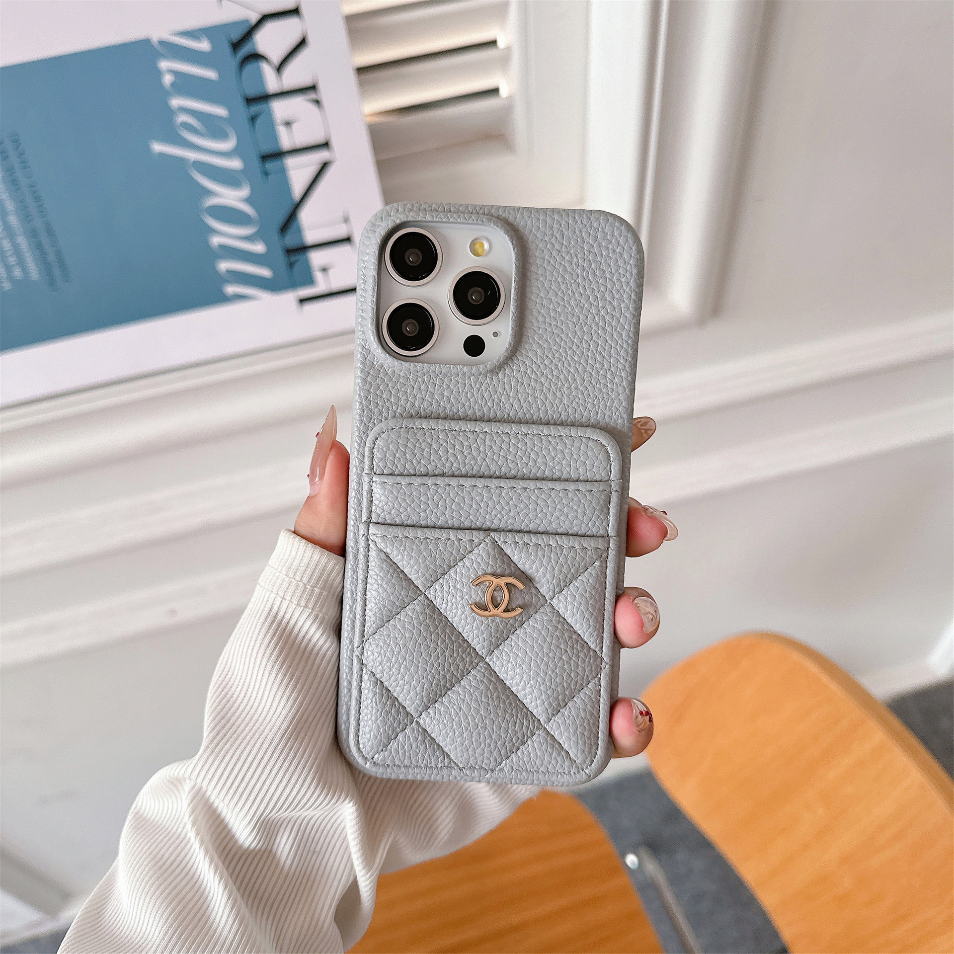Luxury Leather CC iPhone Wallet Case