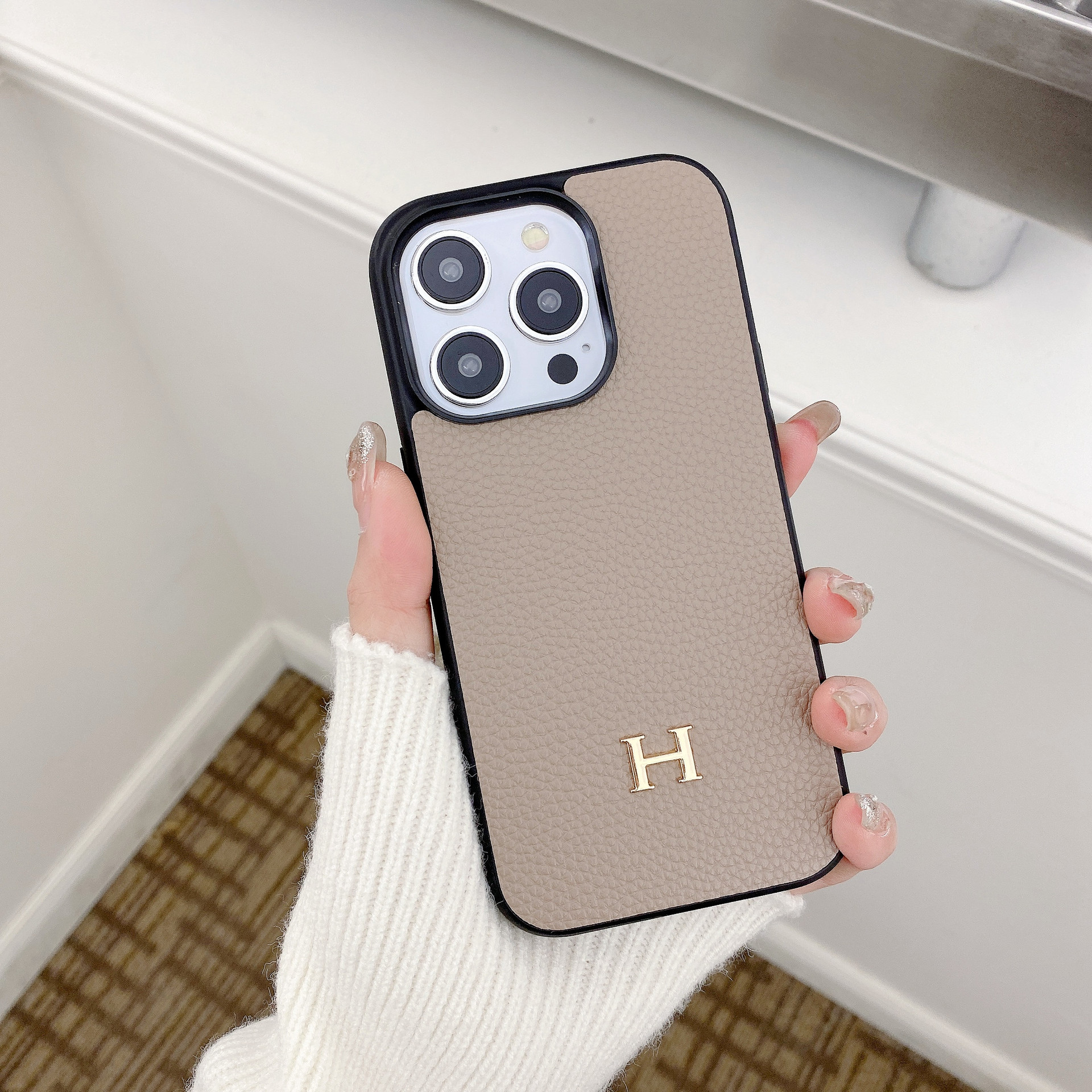 Leather H iPhone  Case-Litchi Pattern