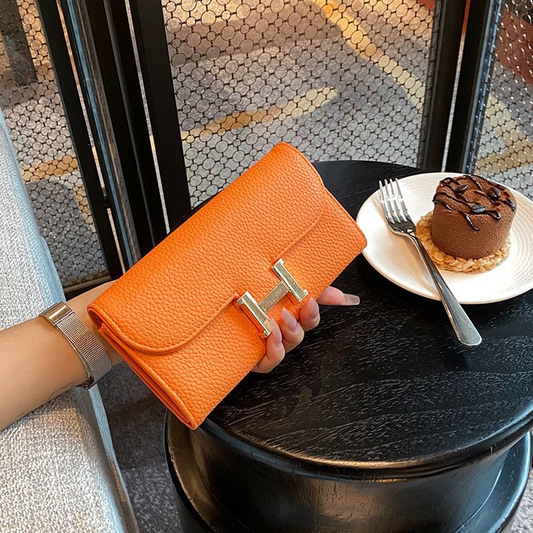 Hermès luxurious Leather Flap Long Wallet-BELKCASE