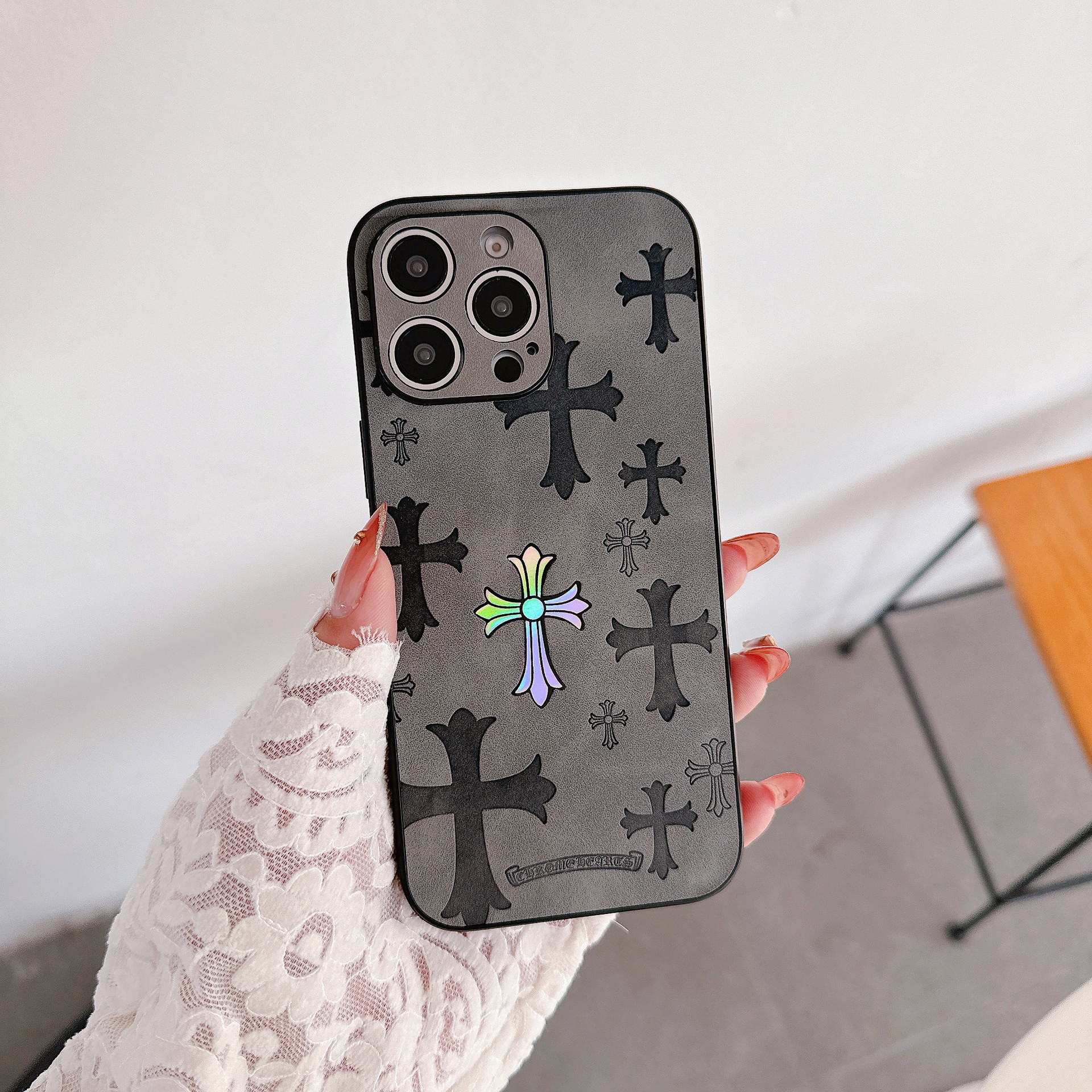 CH Small Plush Leather iPhone Case