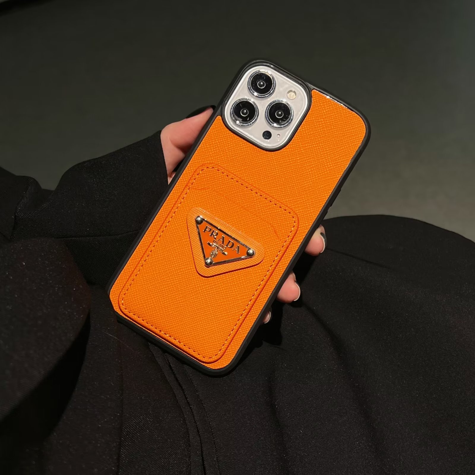 Acrylic Metal Triangle Label PR iPhone Wallet Case
