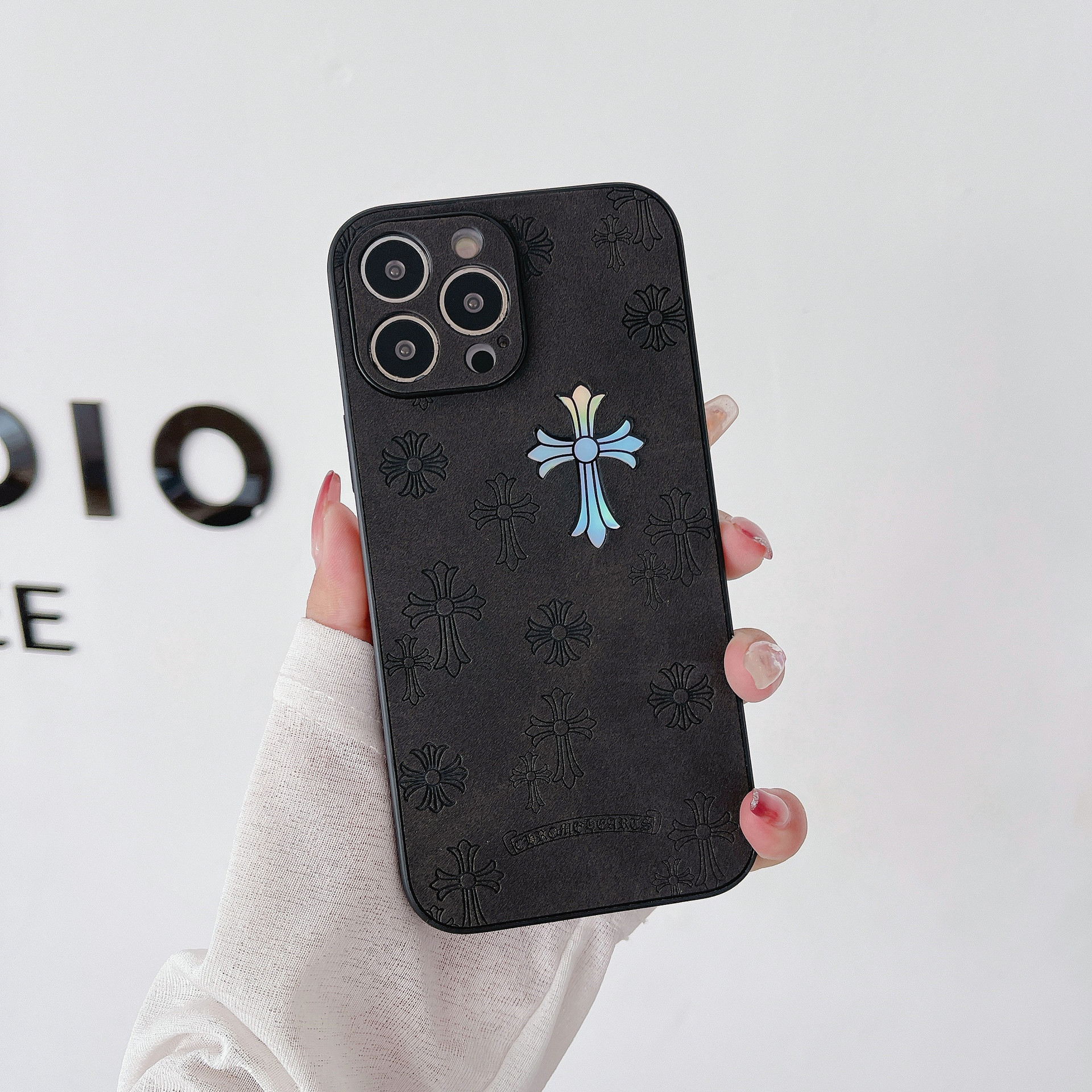 CH Small Plush Leather iPhone Case