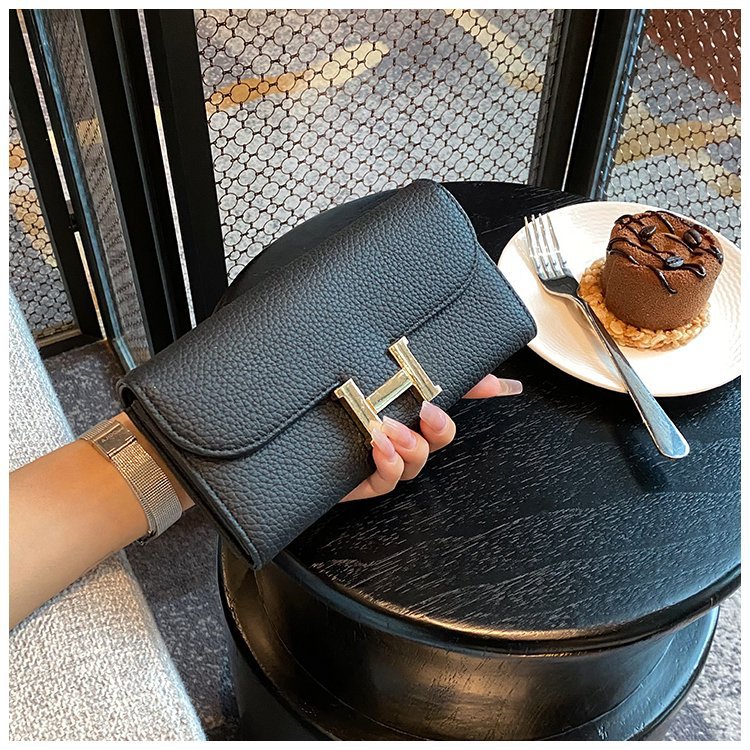 Hermès luxurious Leather Flap Long Wallet-BELKCASE