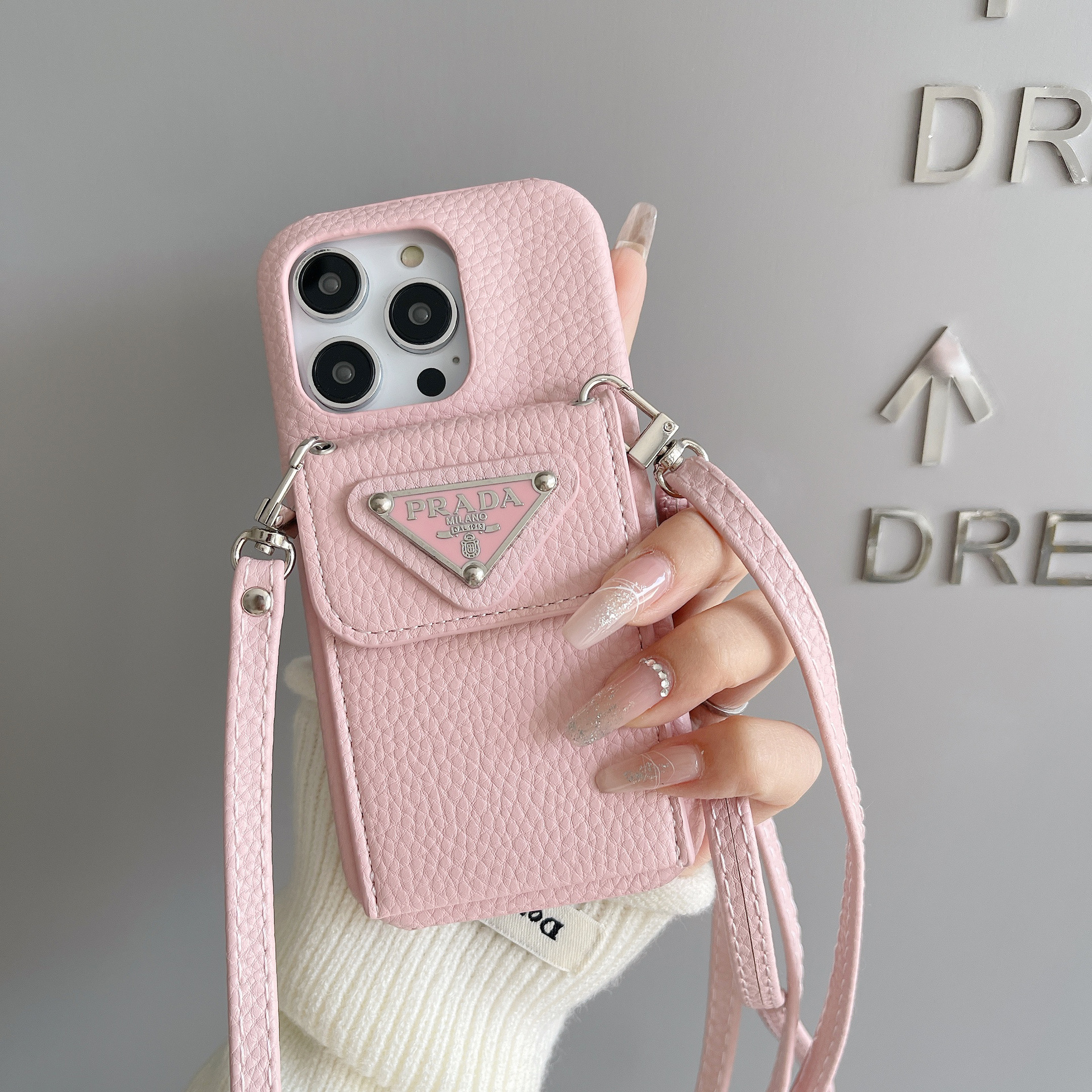 Prada Leather iPhone Wallet Case With Crossbody Strap