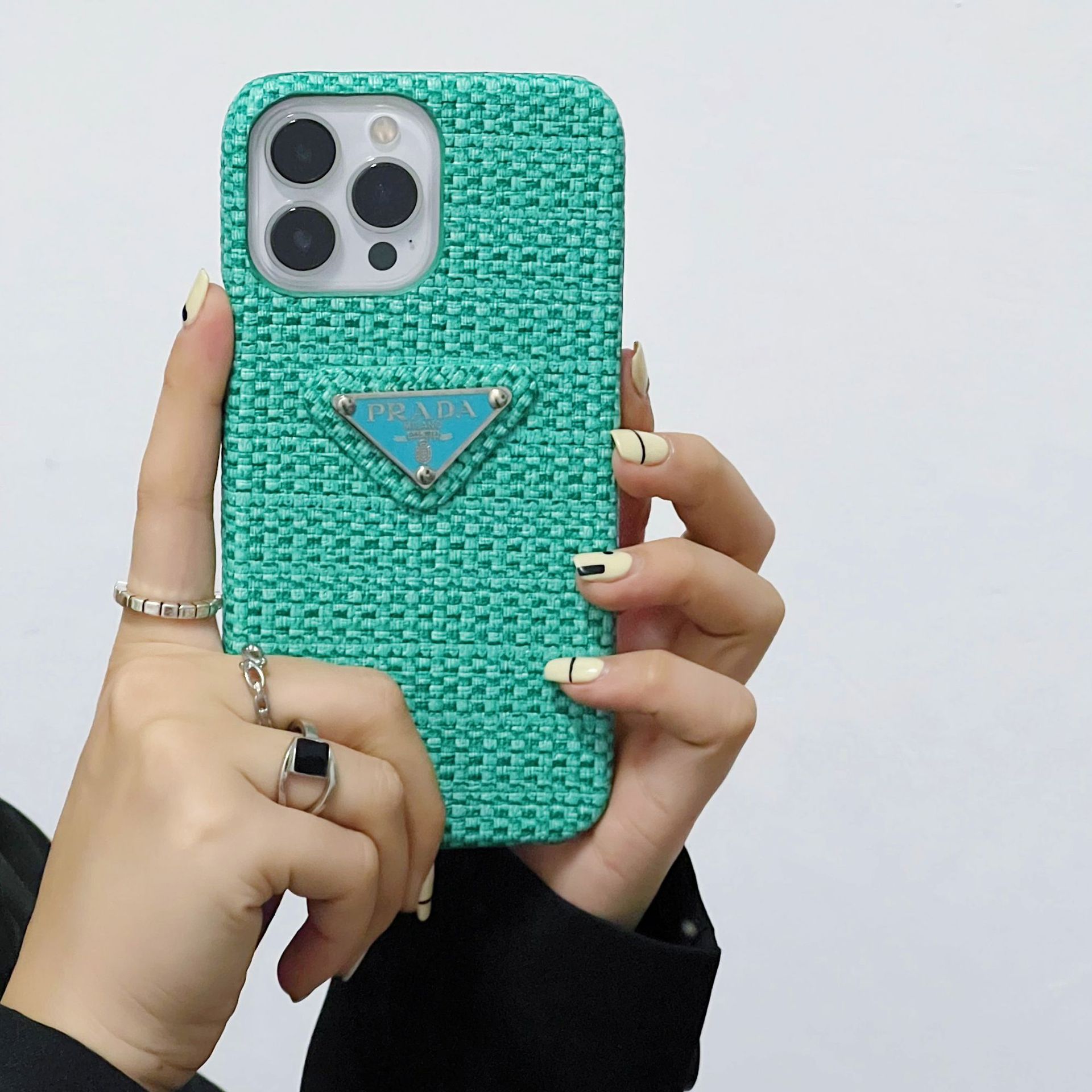 Woven Metal Triangle Label PR iPhone Case