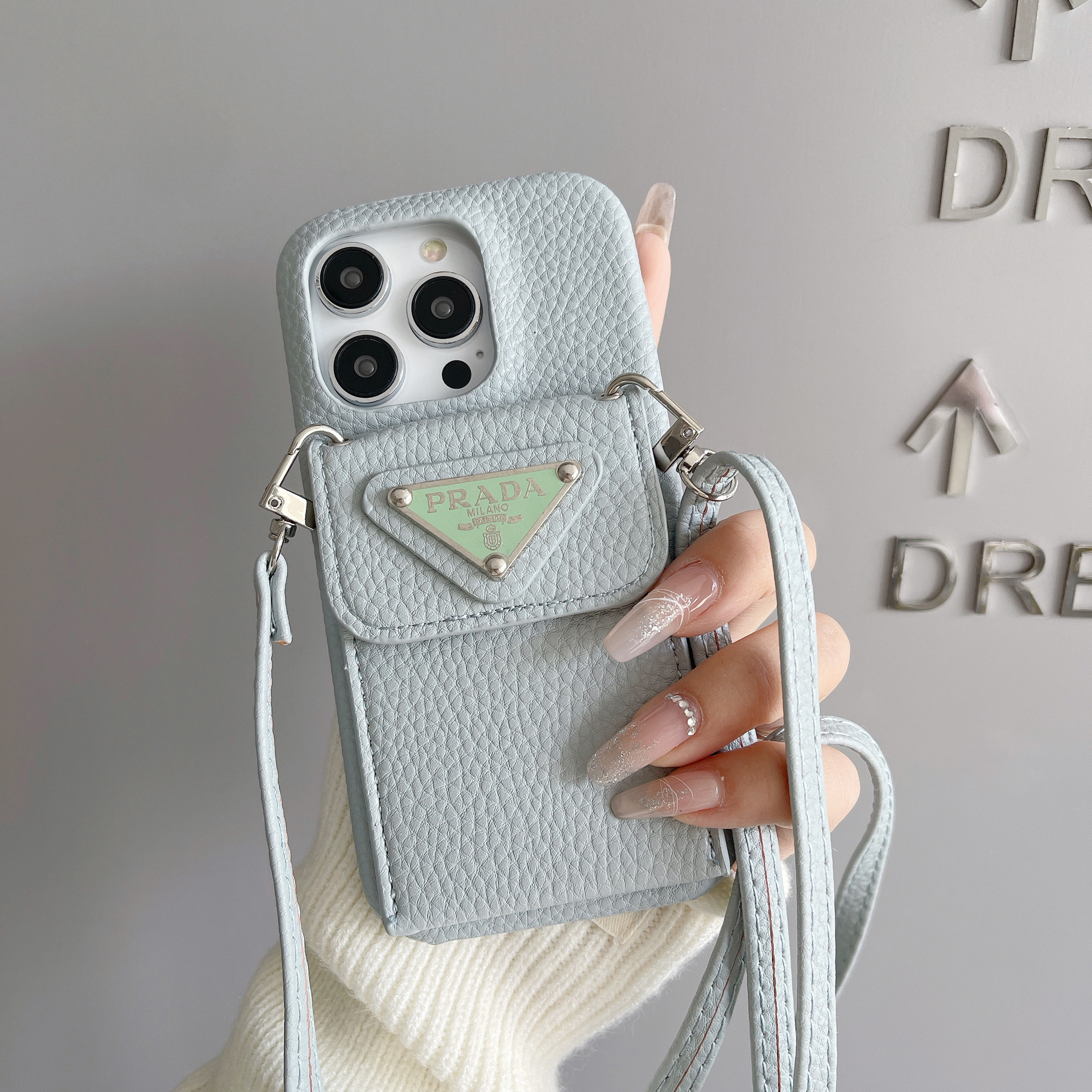 Prada Leather iPhone Wallet Case With Crossbody Strap