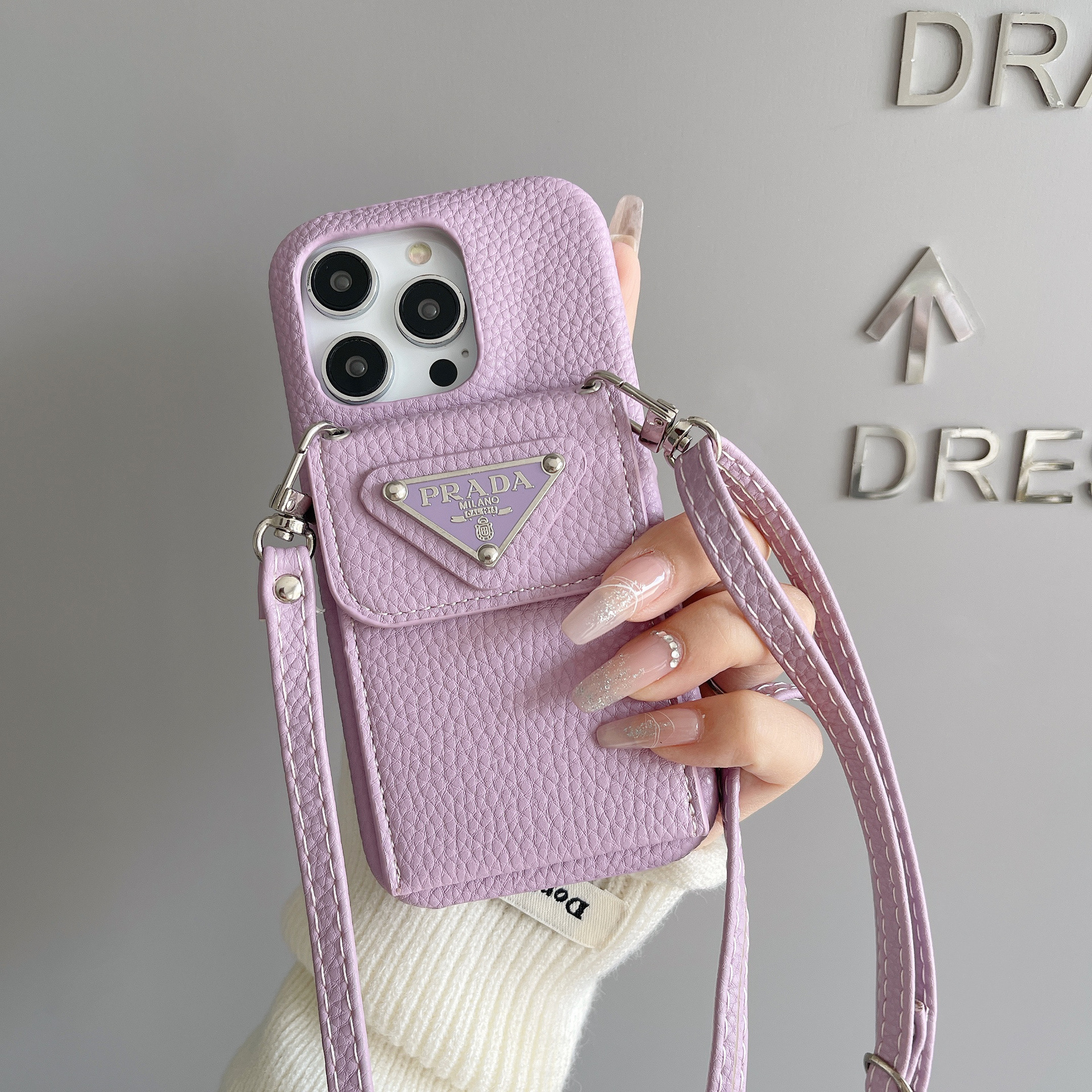Prada Leather iPhone Wallet Case With Crossbody Strap