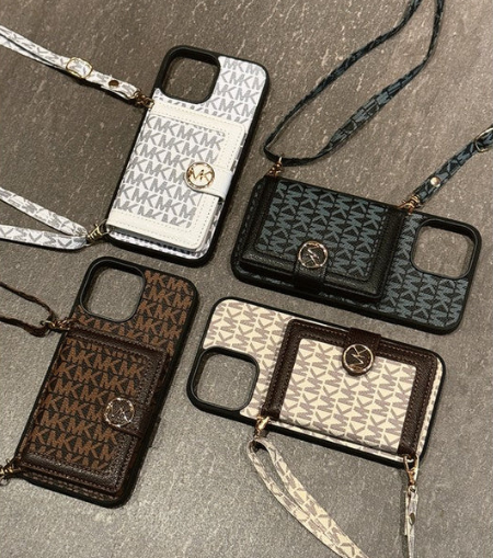Michael Kors Vintage leather iPhone Case With Wallet And Crossbody Strap