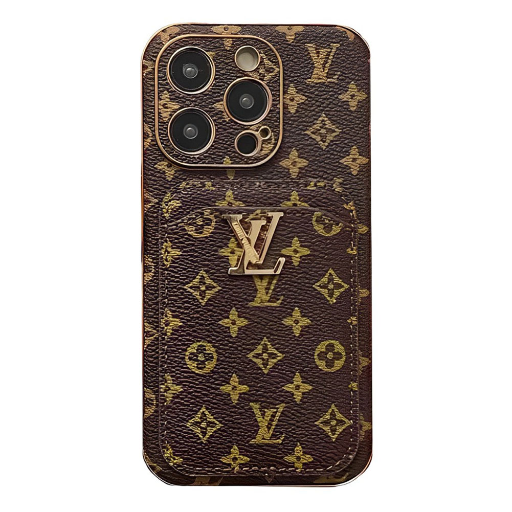 Monogram Vintage Leather iPhone Wallet Case With Card Holder
