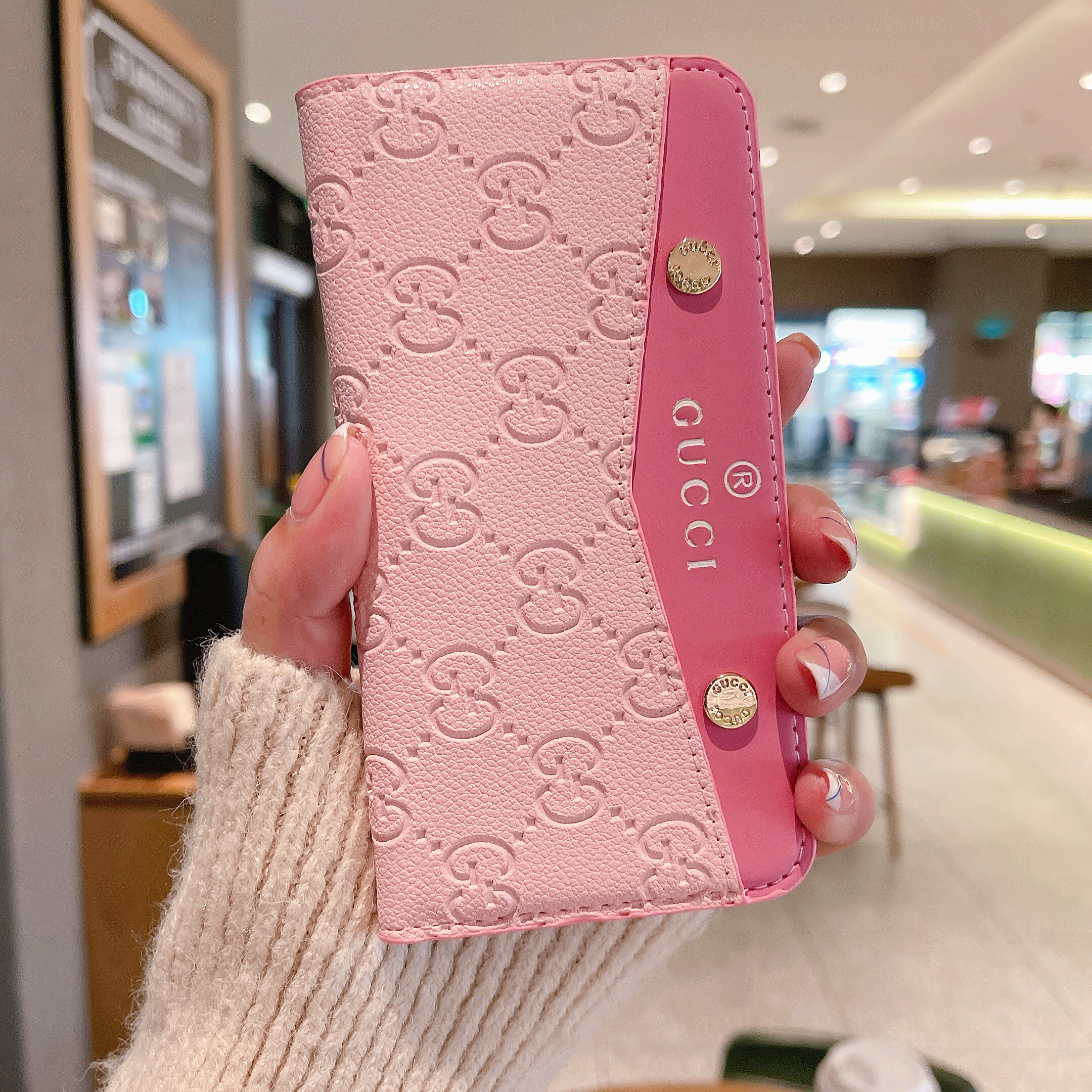 Gucci Leather iPhone Wallet Case Magnetic Flip Cover