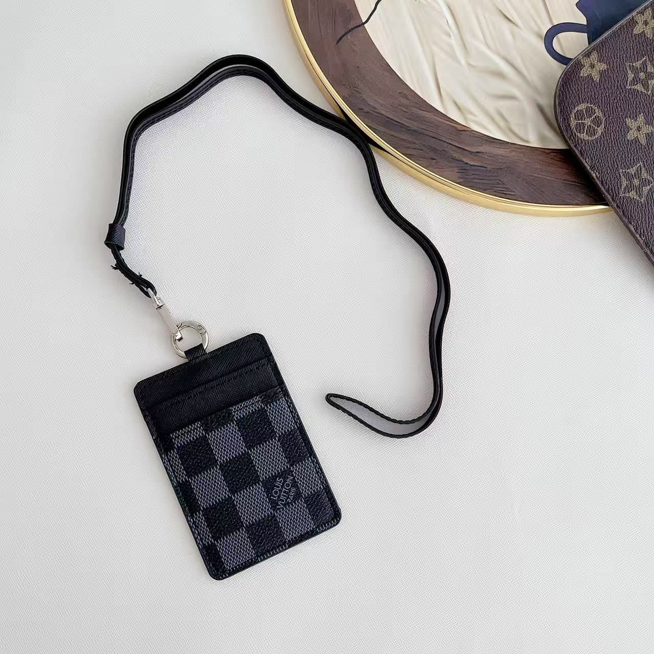 Classic Luxury Leather Wallet Card Holder Necklace