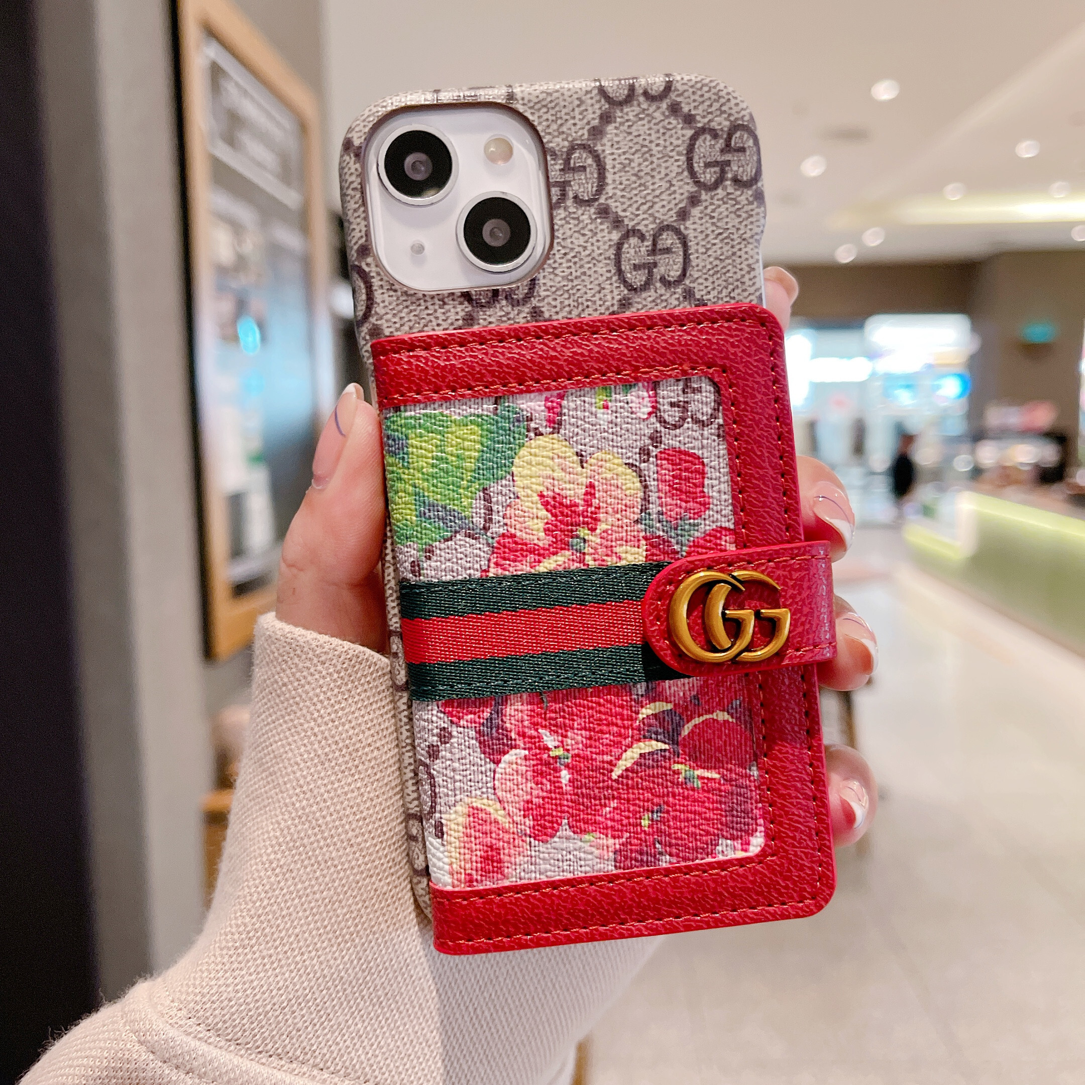 Gucci Leather iPhone Wallet Case