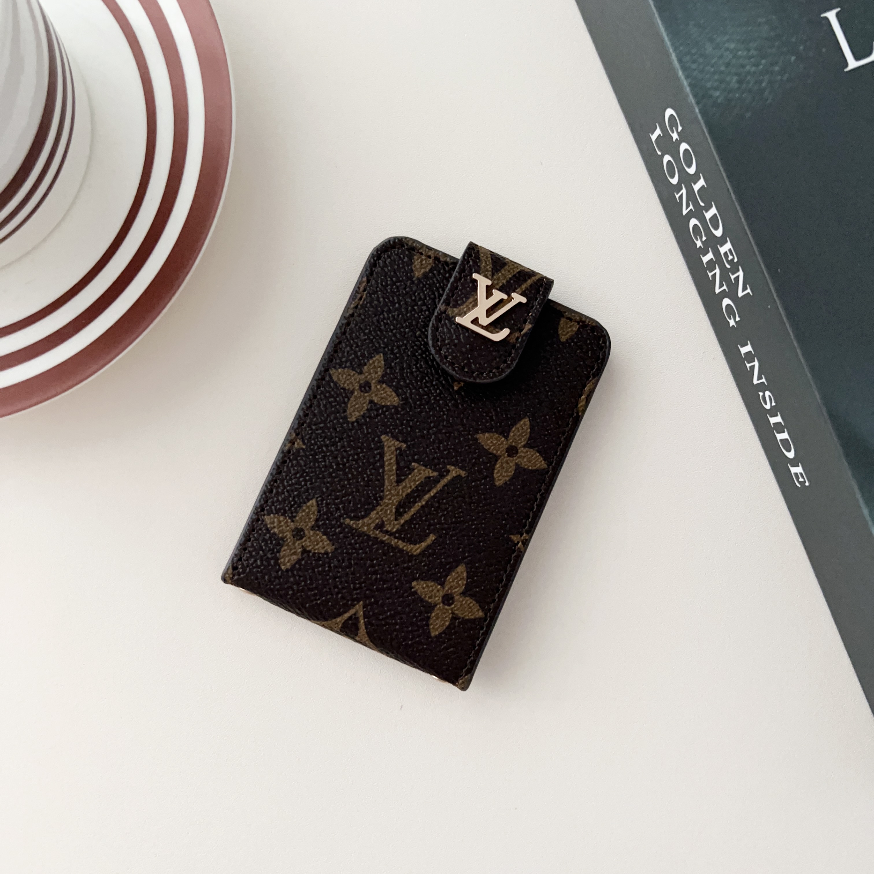 Luxury Leather Wallet Card Holder With Snap Closure- Up and down flip cover