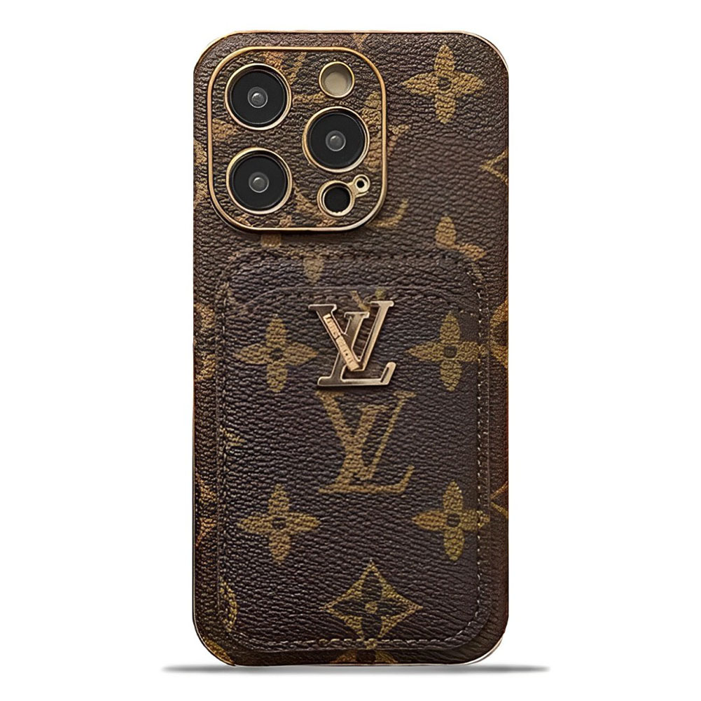 Monogram Vintage Leather iPhone Wallet Case With Card Holder