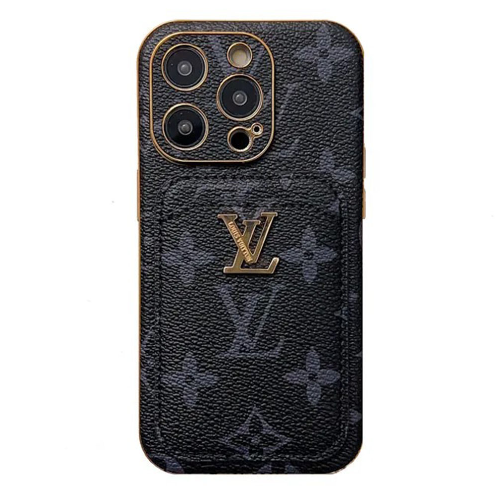 Monogram Vintage Leather iPhone Wallet Case With Card Holder