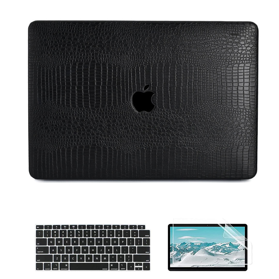 Faux Small Crocodile Black MacBook Case-BELKCASE