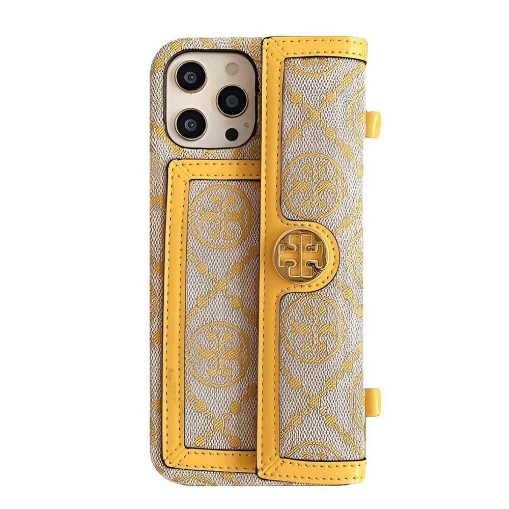 Retro Fabric iPhone Wallet Case With Crossbody Strap-BELKCASE