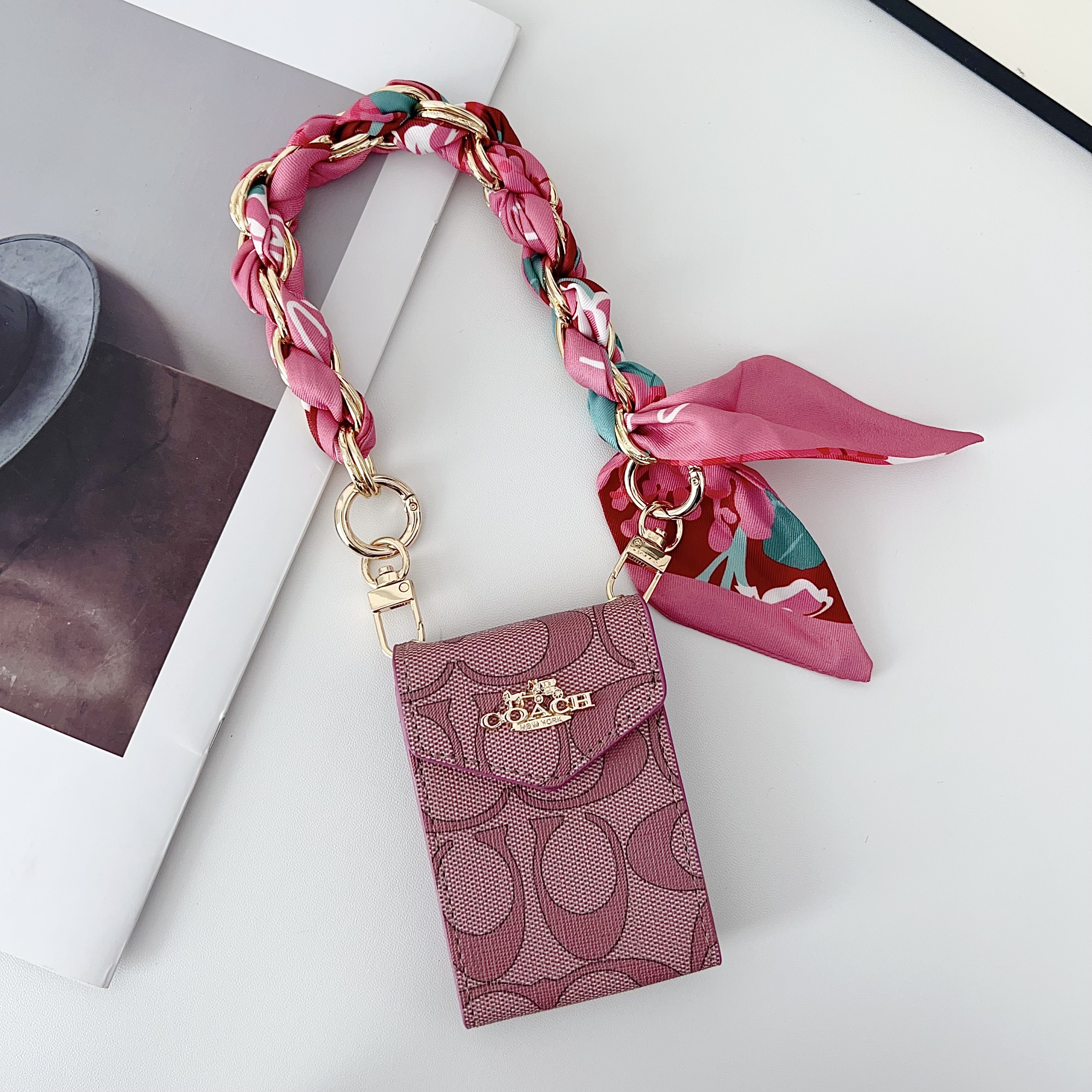 Coach Classic Luxury Leather Wallet Card Holder Braided Bracelet