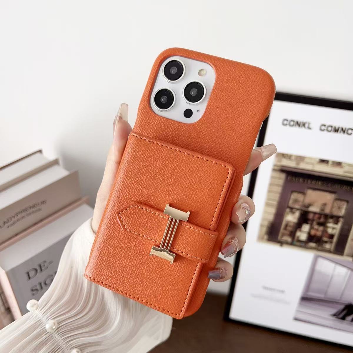 Classic H Leather iPhone Wallet Case With Crossbody Strap