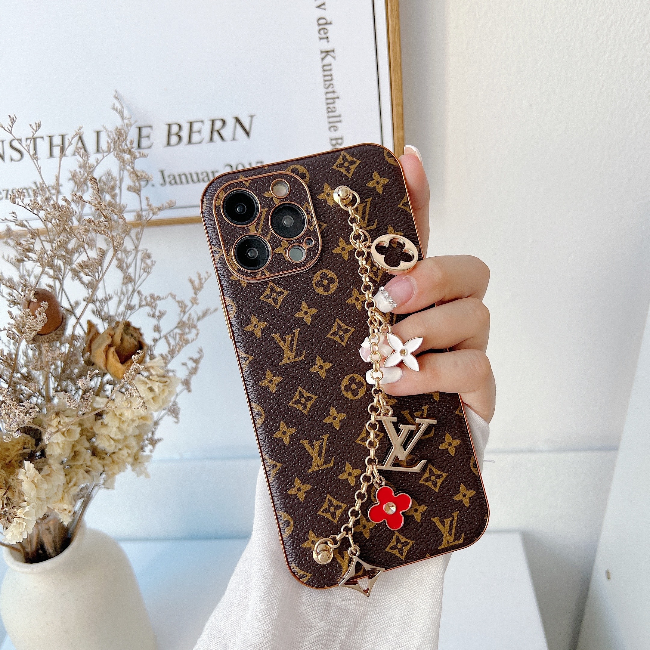 Louis VuittonVintage Leather iPhone Wallet Case With Chain