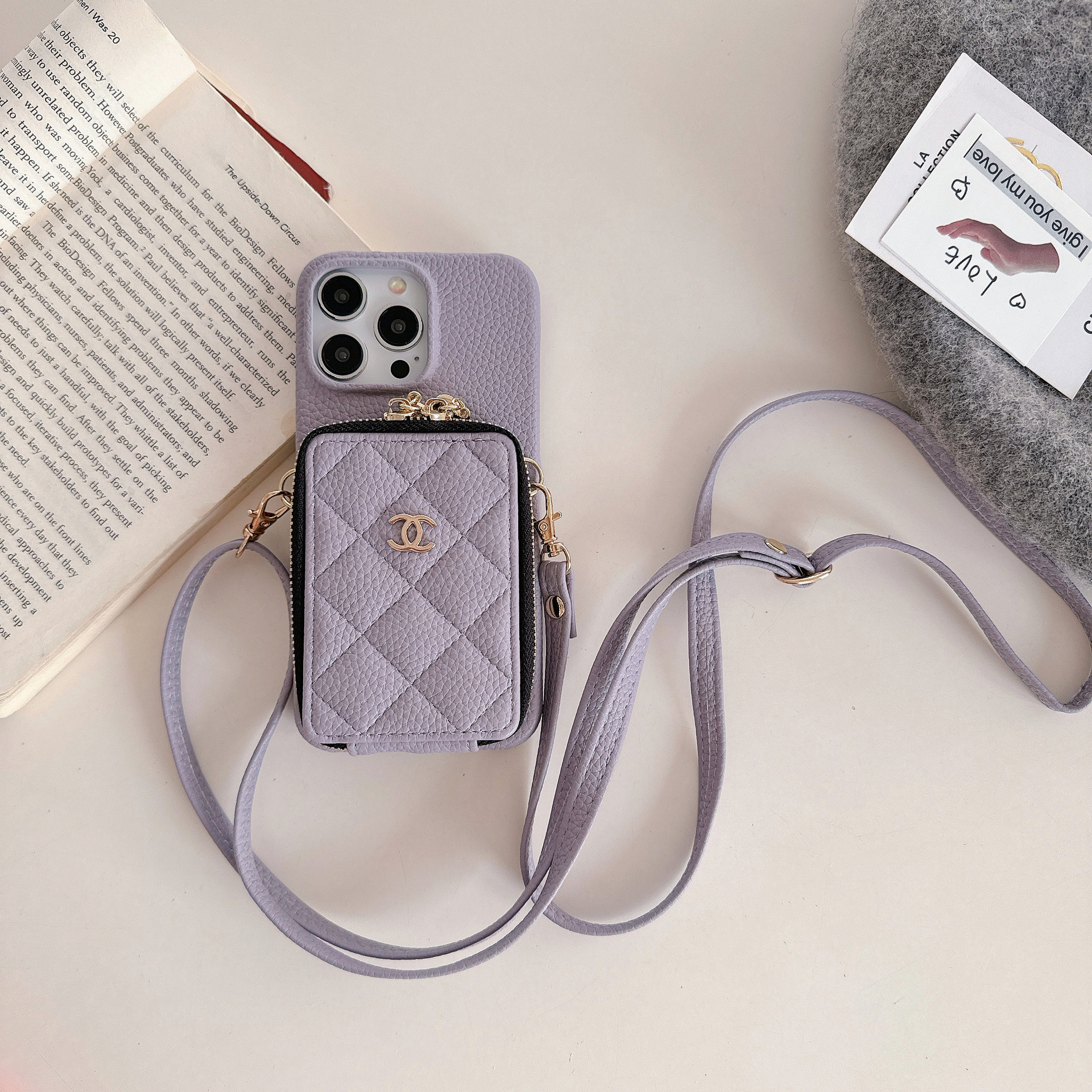 Chanel Leather iPhone Wallet Case With Crossbody Strap