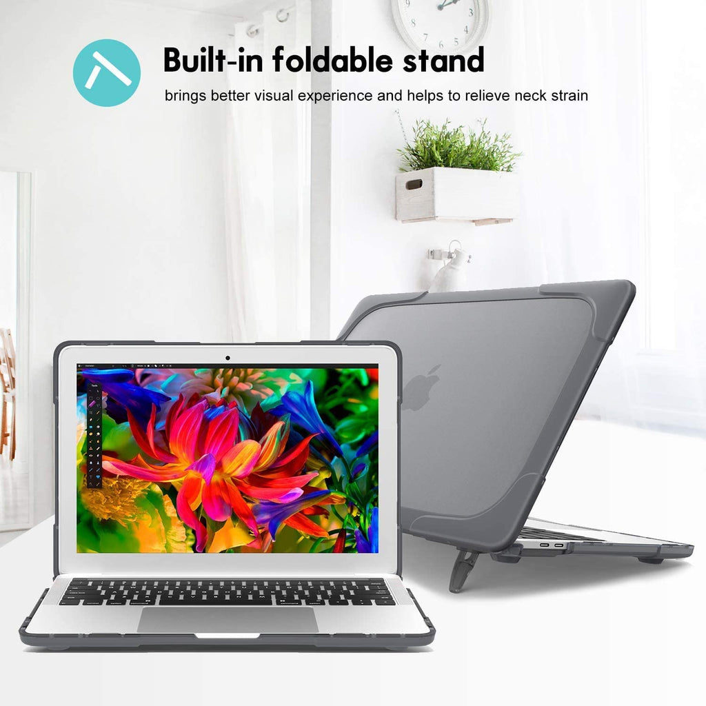 MacBook Case Heavy Duty  with Folding Stand - Grey