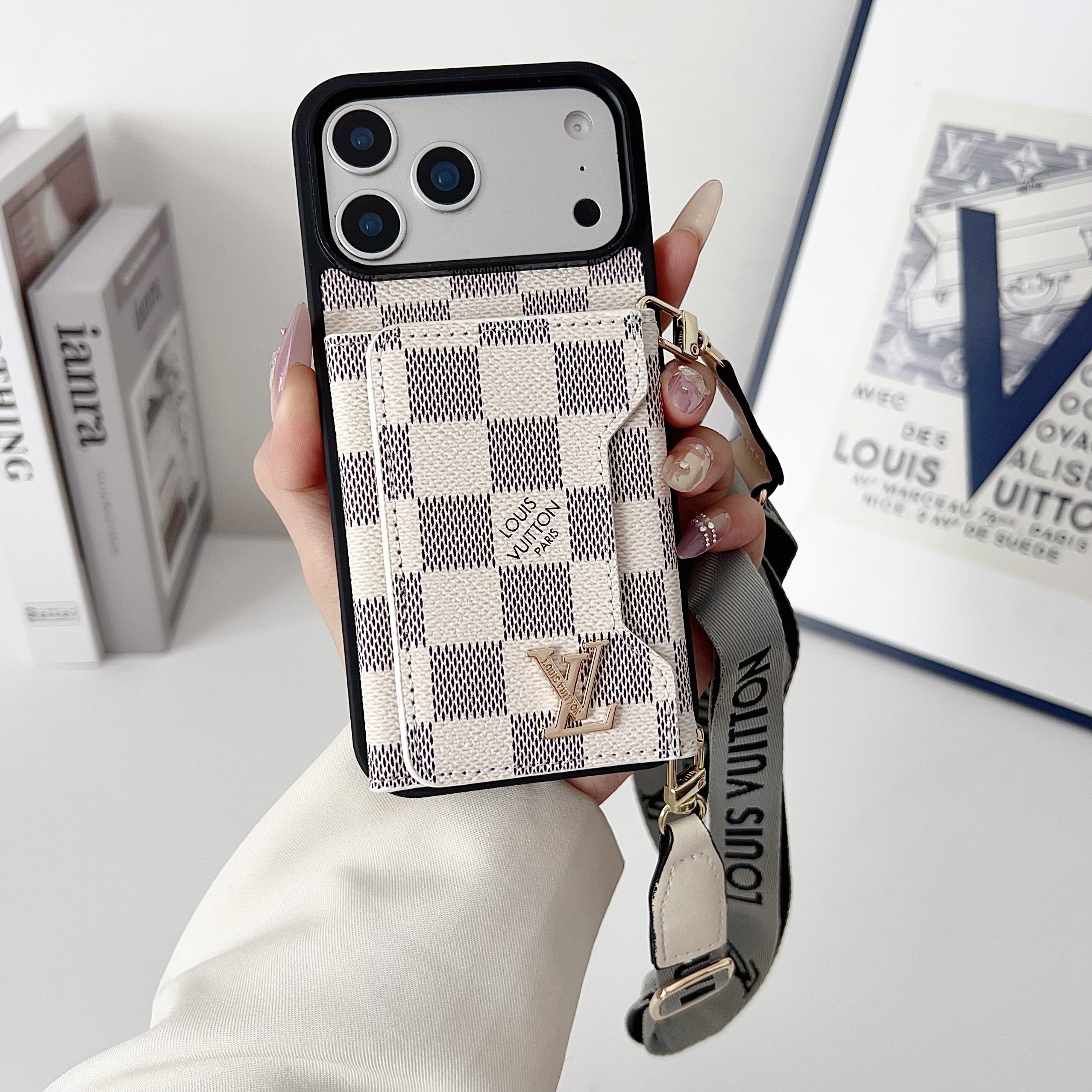 Louis Vuitton Monogram Leather iPhone Wallet Case With Crossbody Strap