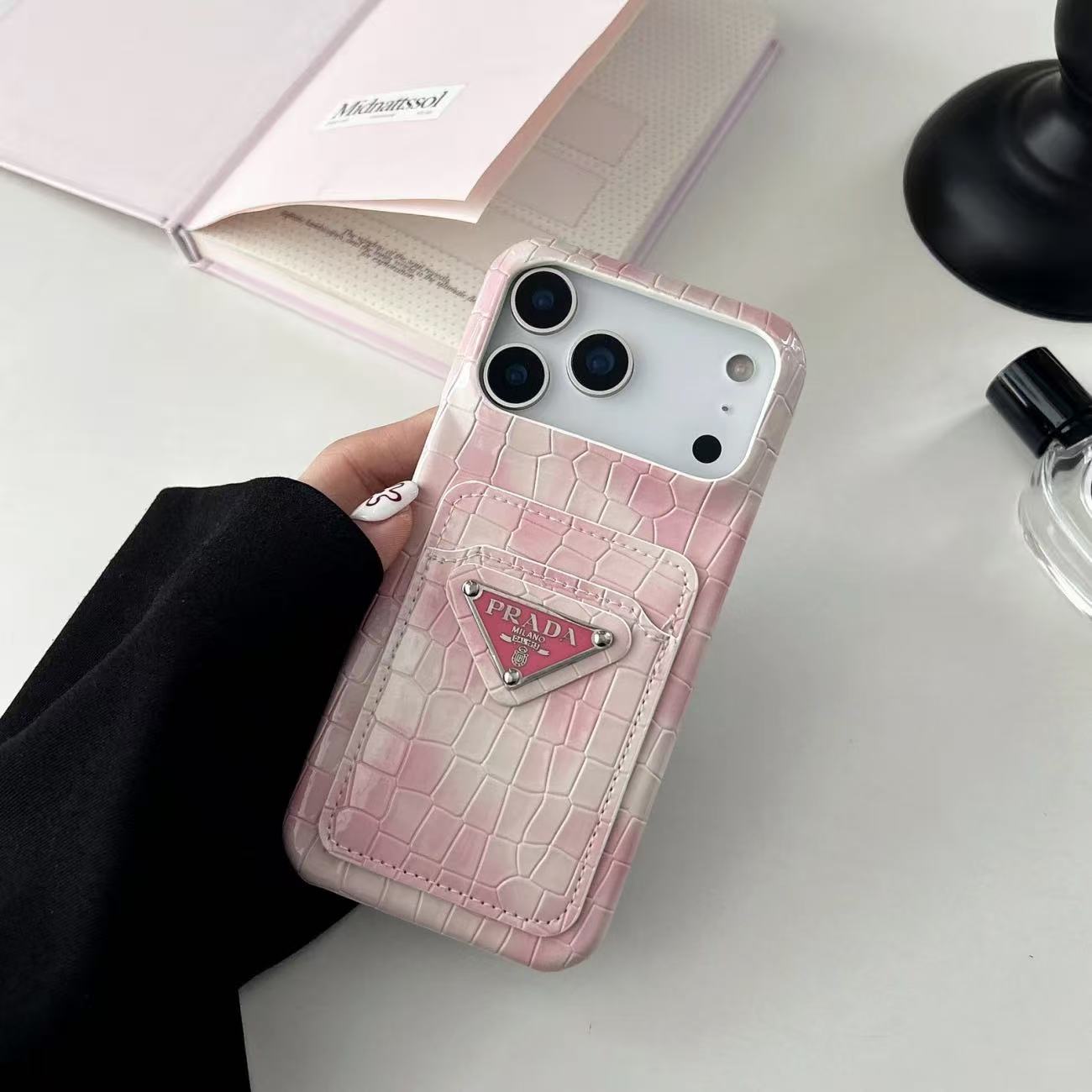 Prada  Crocodile pattern Leather iPhone Wallet Case