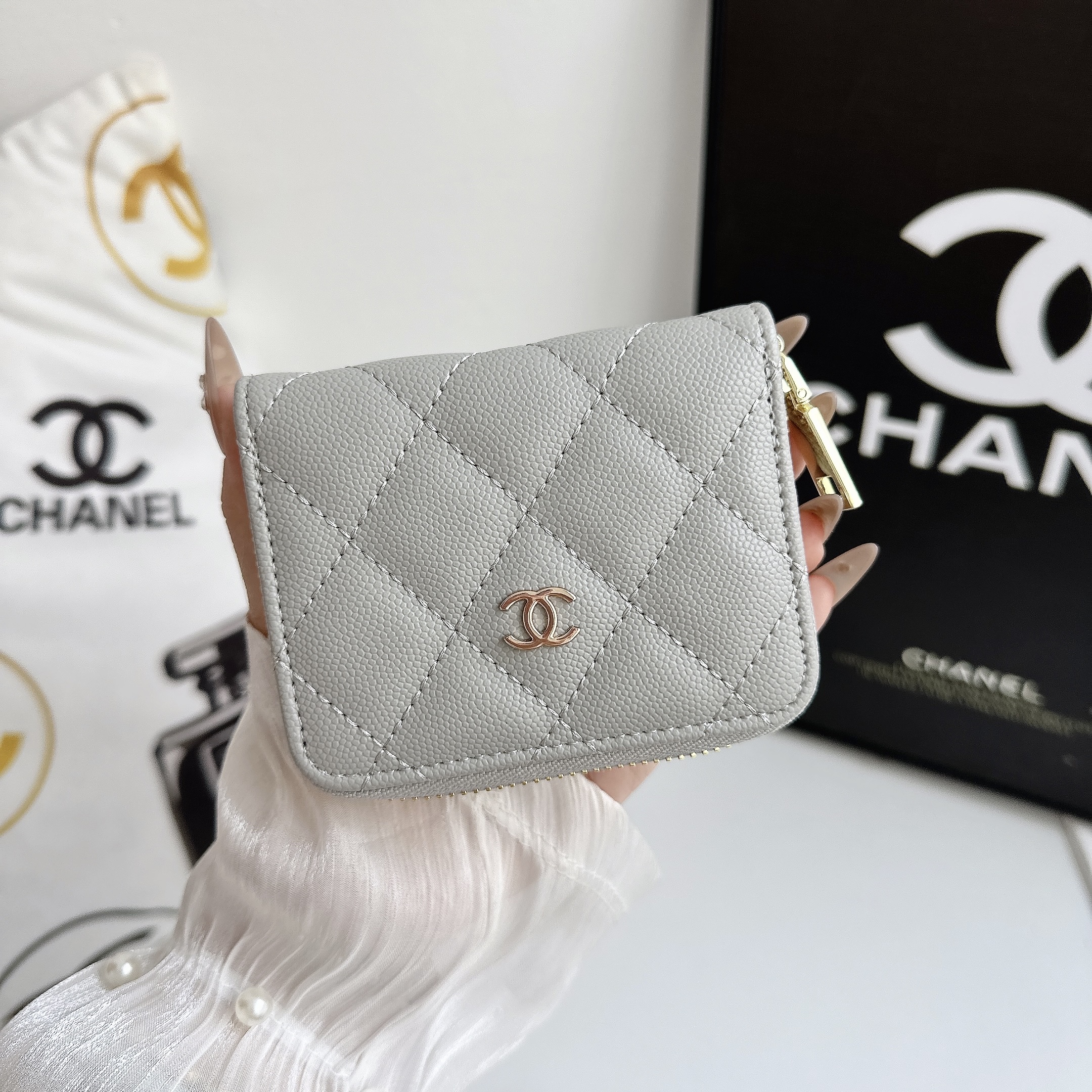 Luxury Leather Zipper Wallet Card Holder & Coin Purse