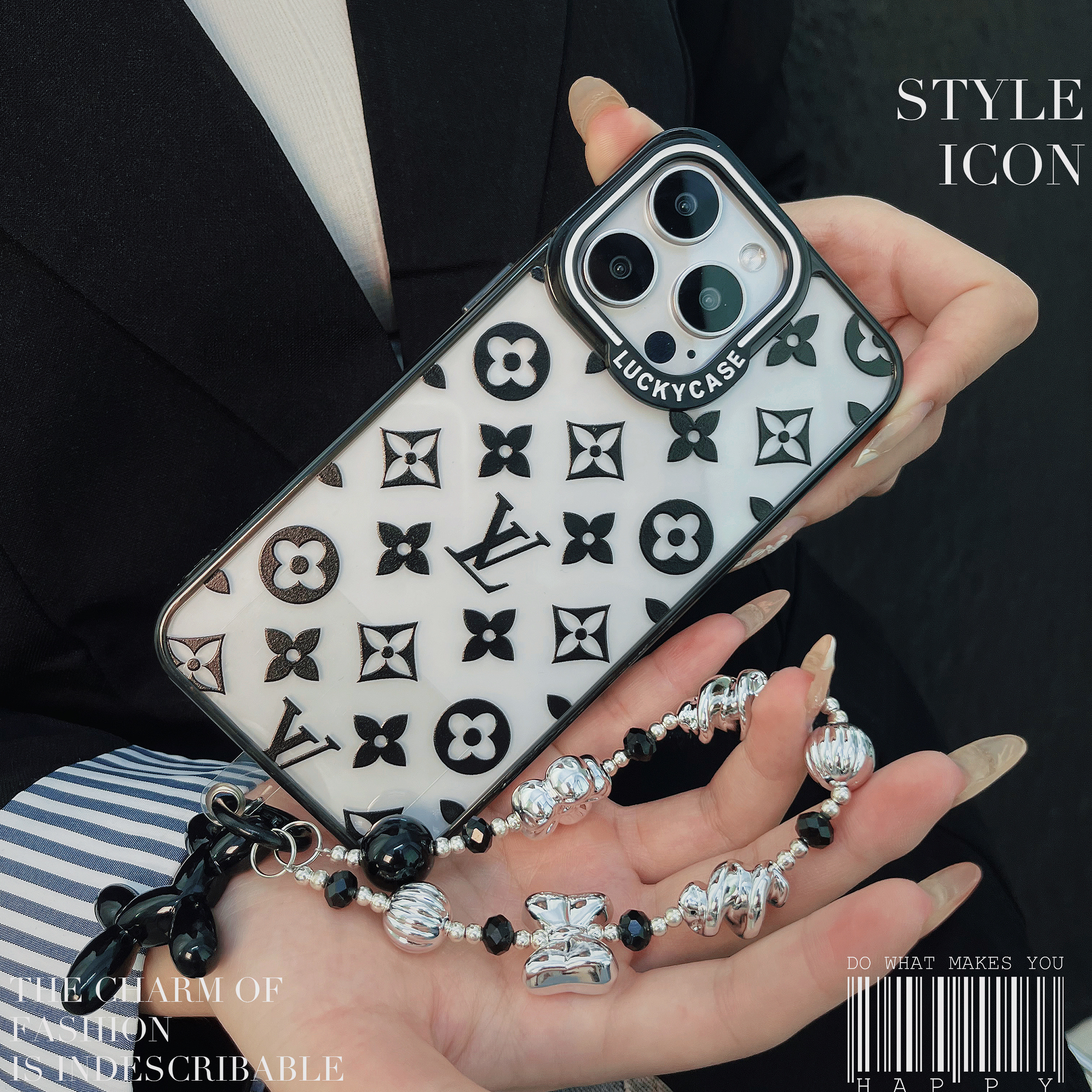 Louis Vuitton iPhone Case with Acrylic Chain