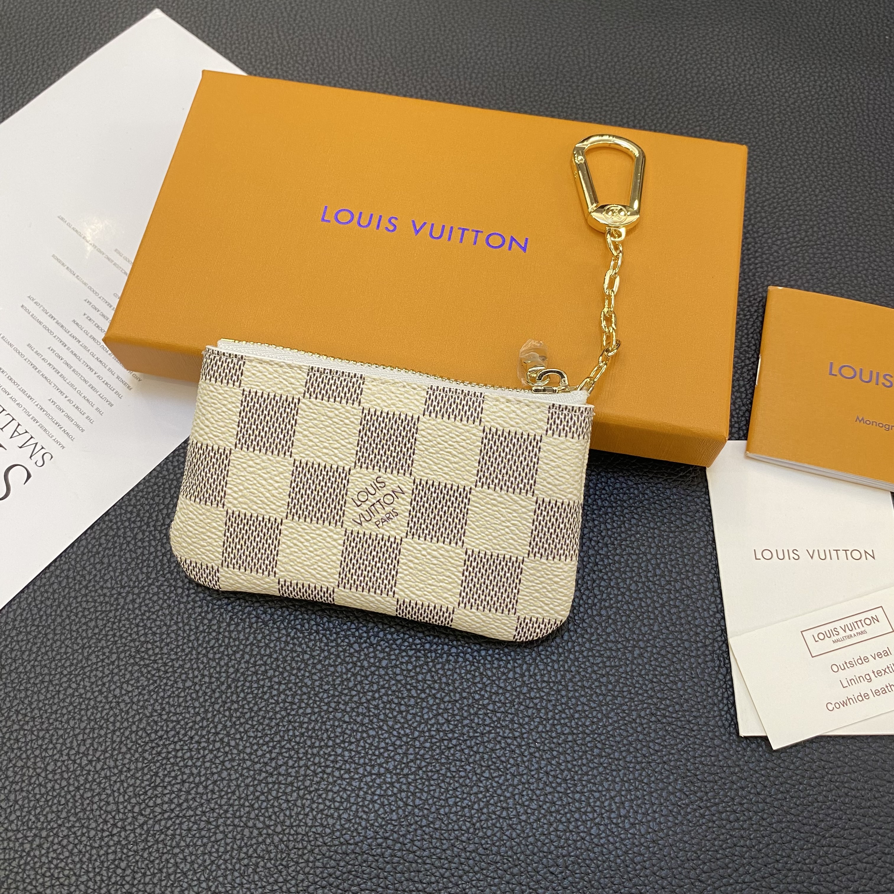 Luxury Leather Coin Purse with Keychain & Hook