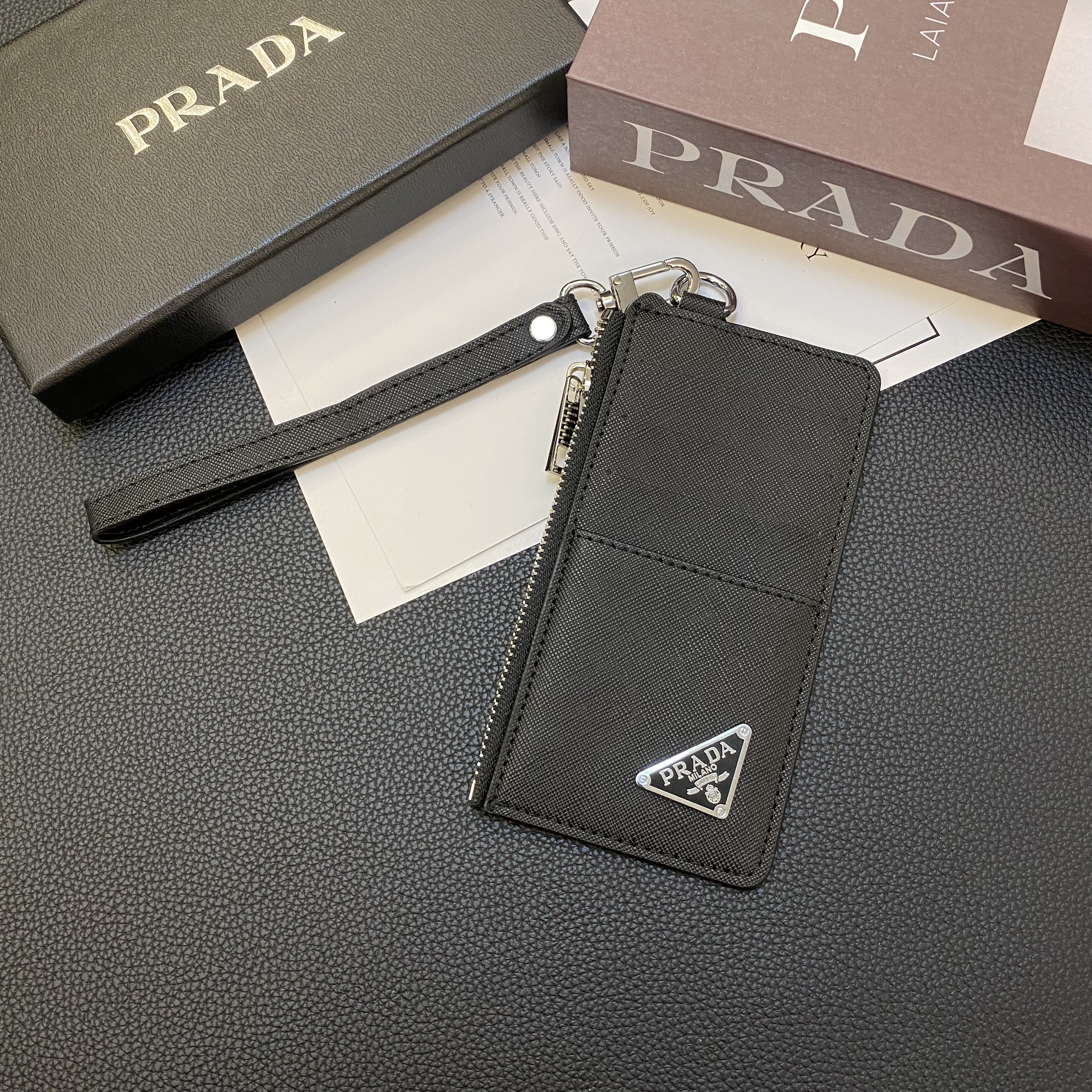 Luxury Leather Zipper Wallet Card Holder & Coin Purse With Bracelet