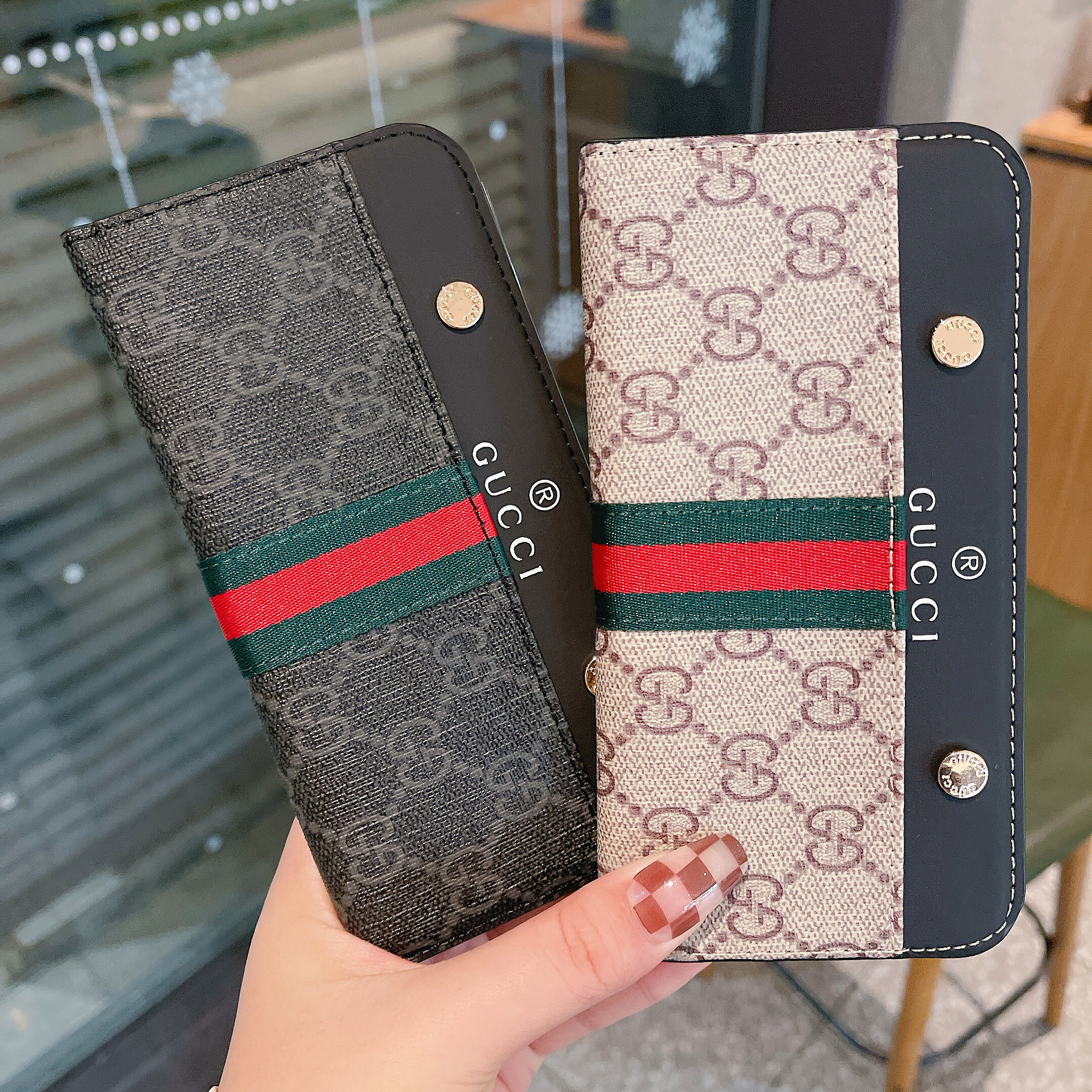 Gucci Leather iPhone Wallet Case Magnetic Flip Cover