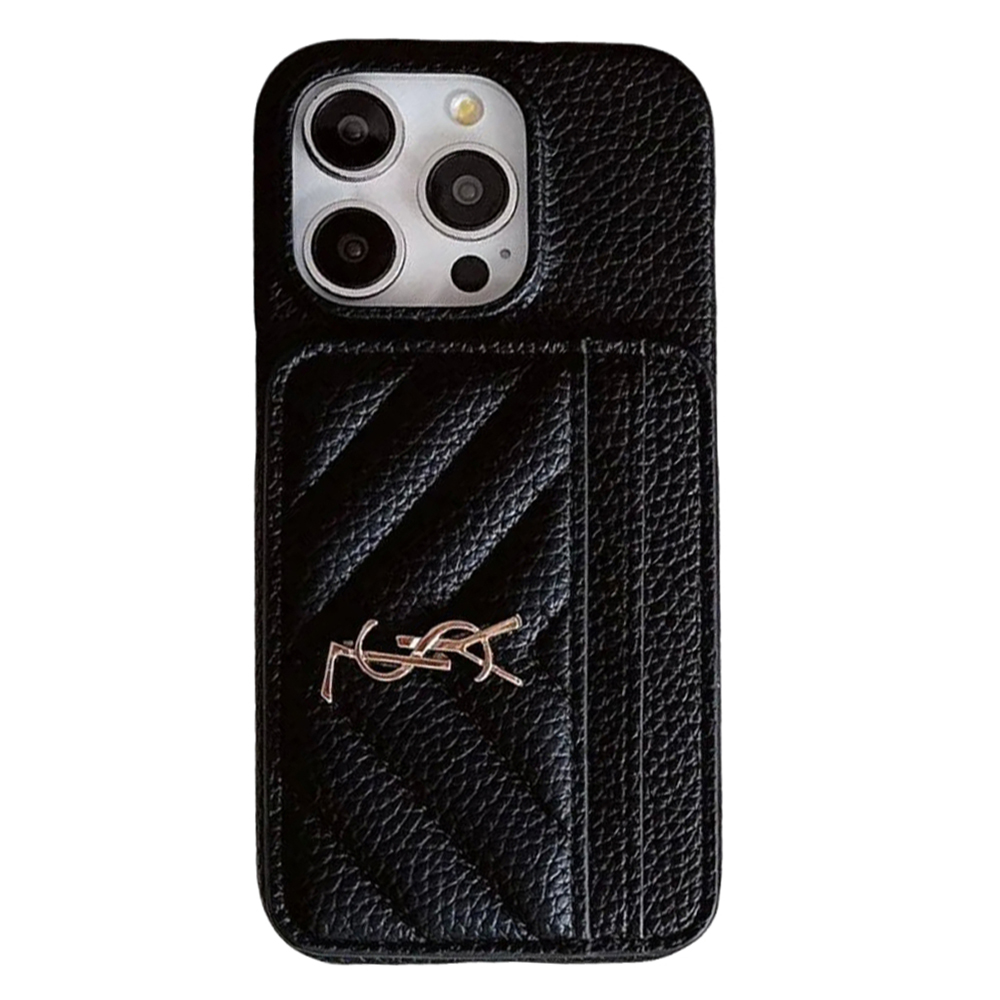 YSL Luxury Leather iPhone Wallet Case
