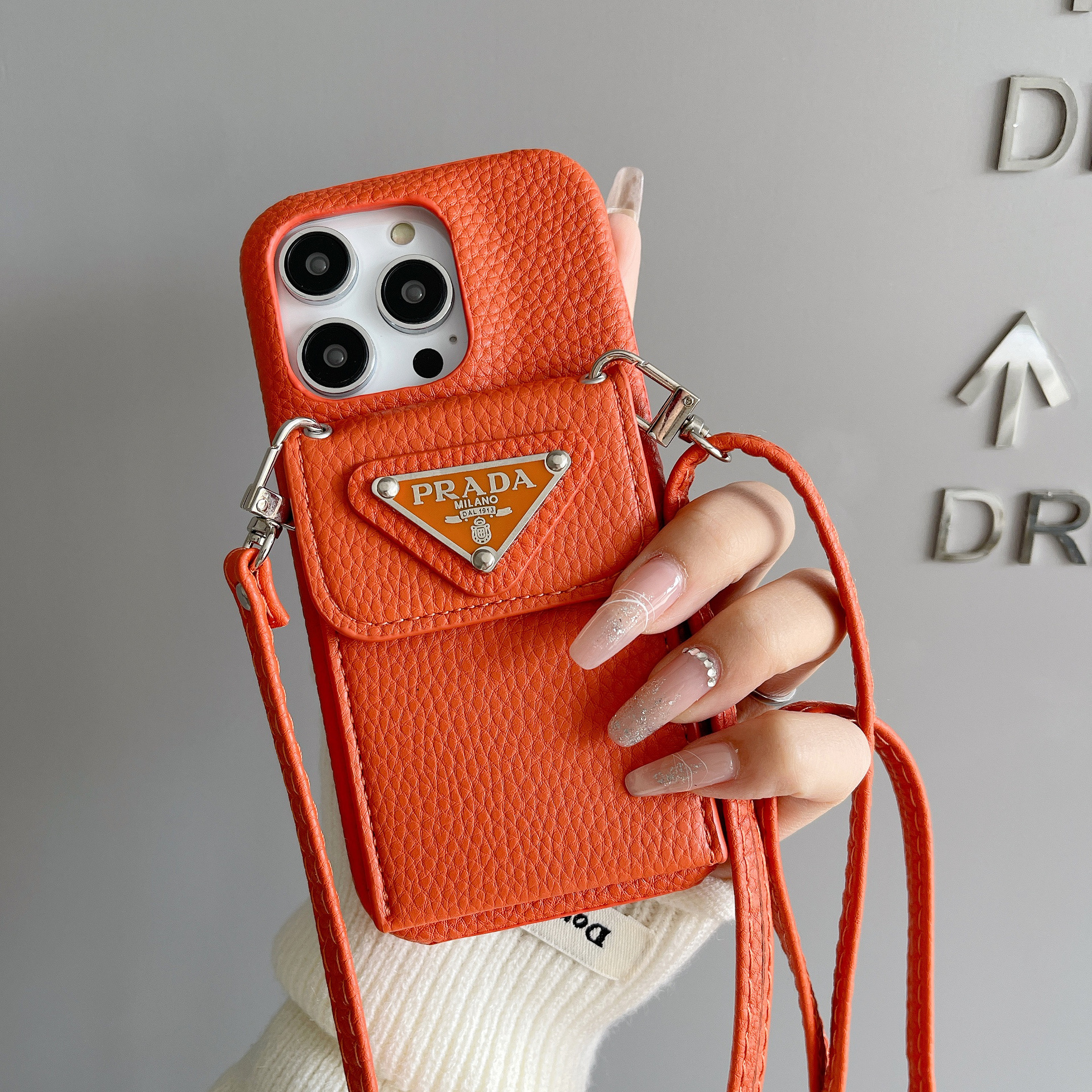 Prada Leather iPhone Wallet Case With Crossbody Strap