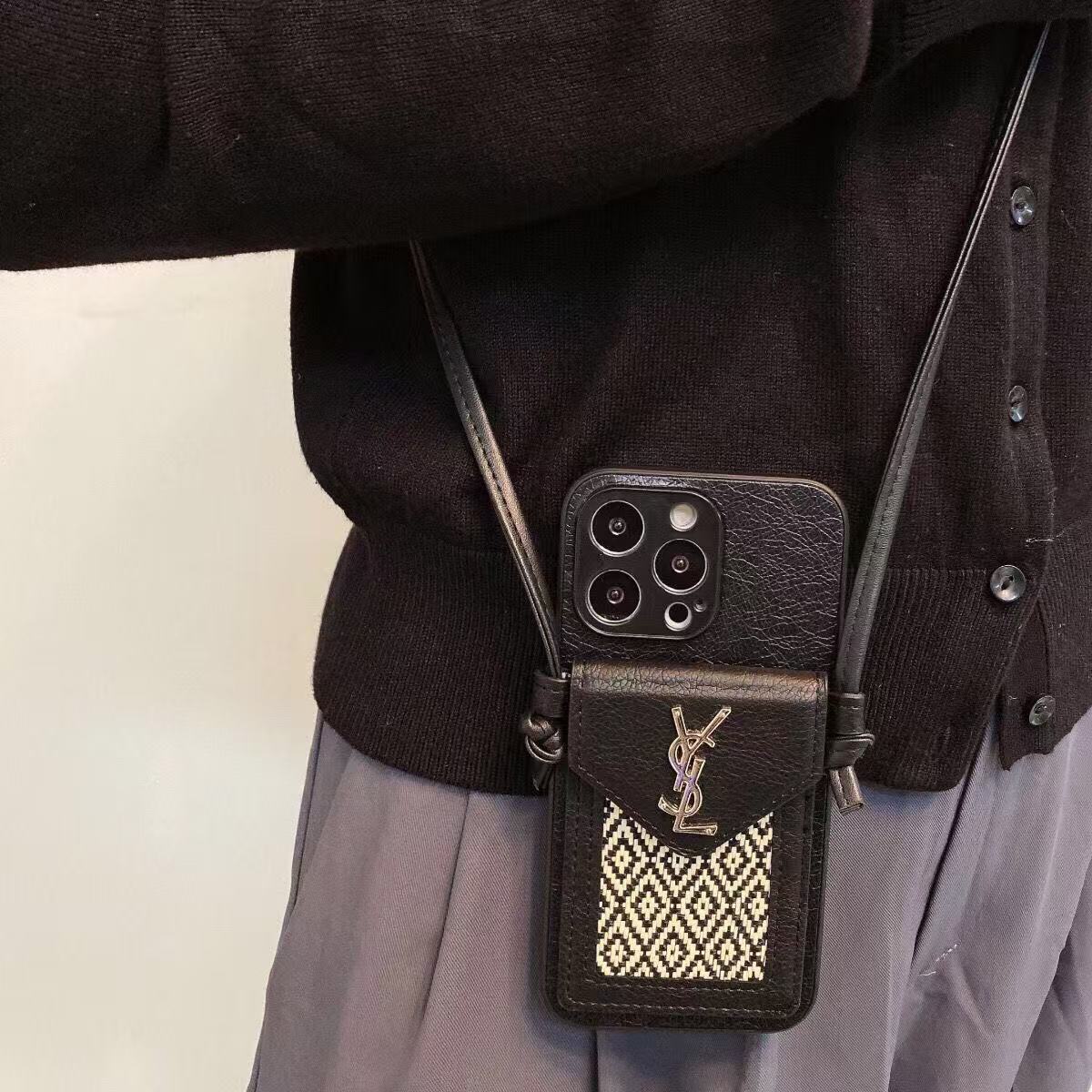 Leather iPhone Wallet Case With Crossbody Strap