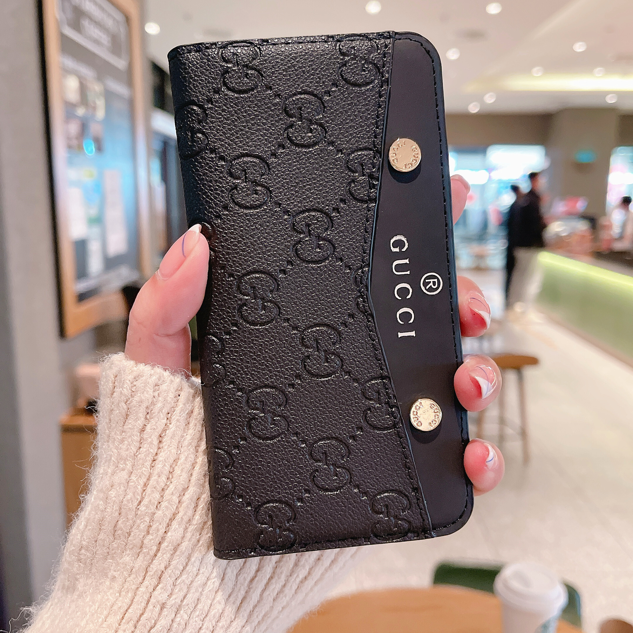Gucci Leather iPhone Wallet Case Magnetic Flip Cover