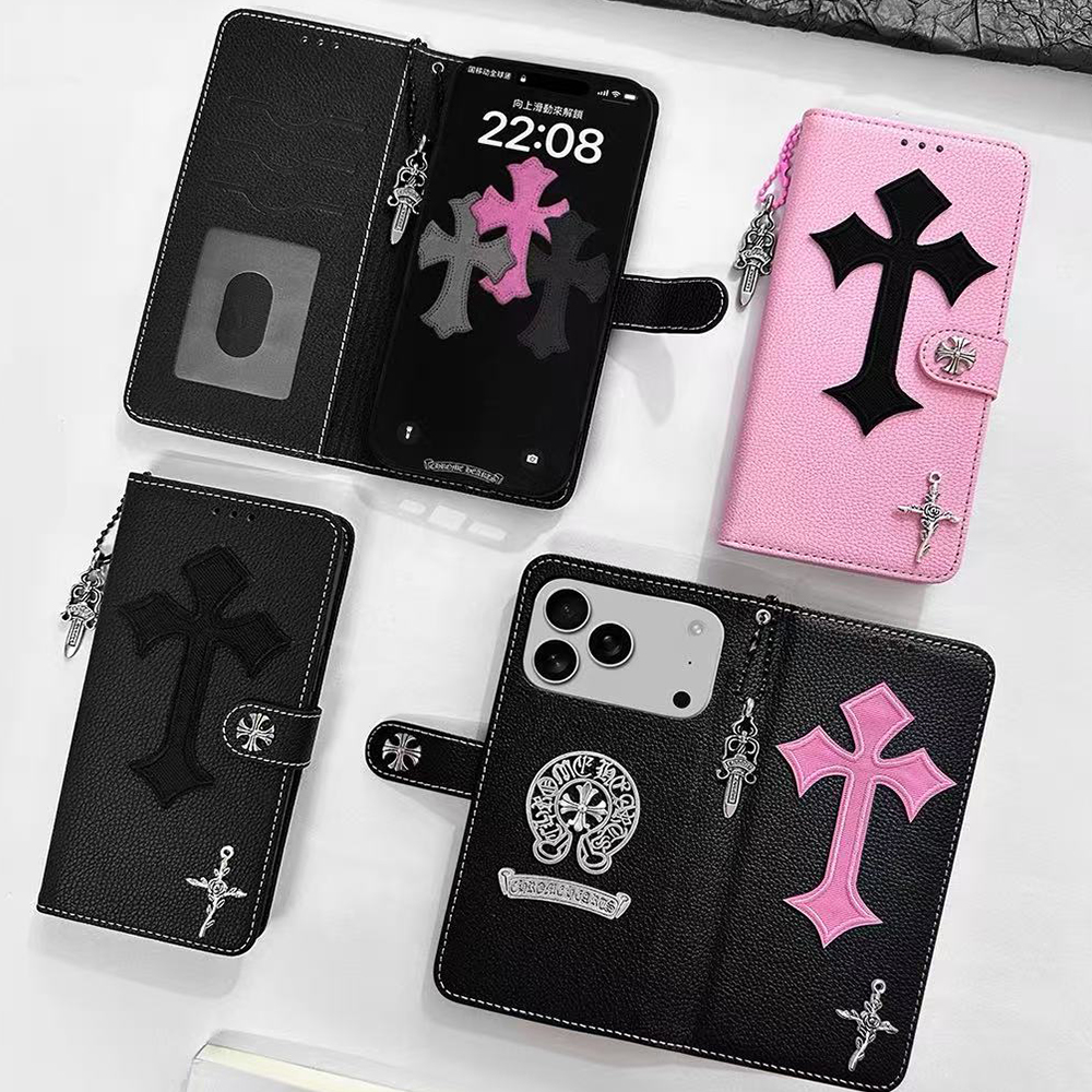 Chrome Hearts iPhone Wallet Case- Luxury Leather Flip