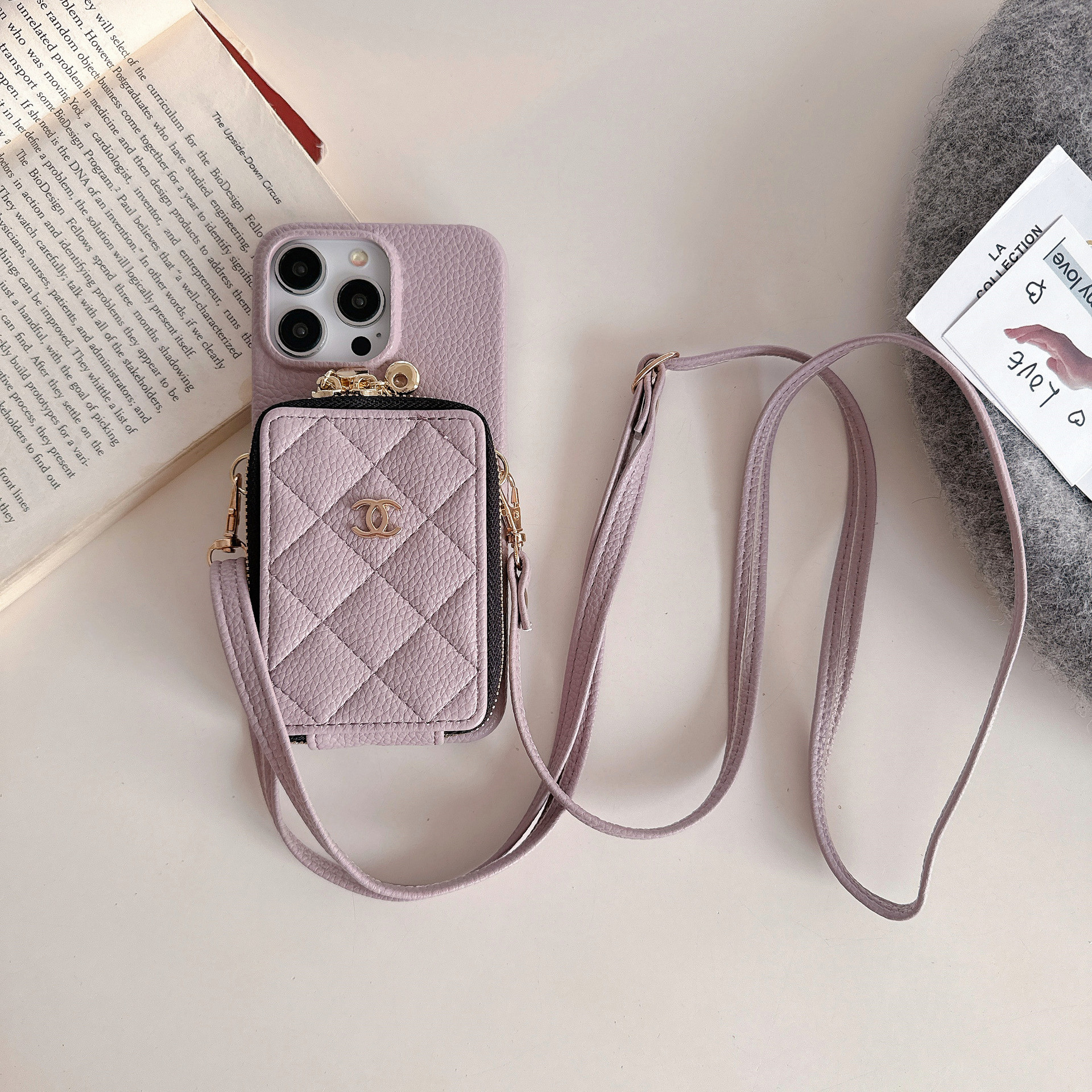 Chanel Leather iPhone Wallet Case With Crossbody Strap