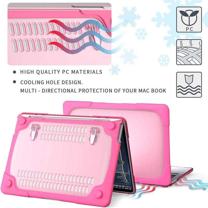 MacBook Case Heavy Duty with Folding Stand - Rose Red