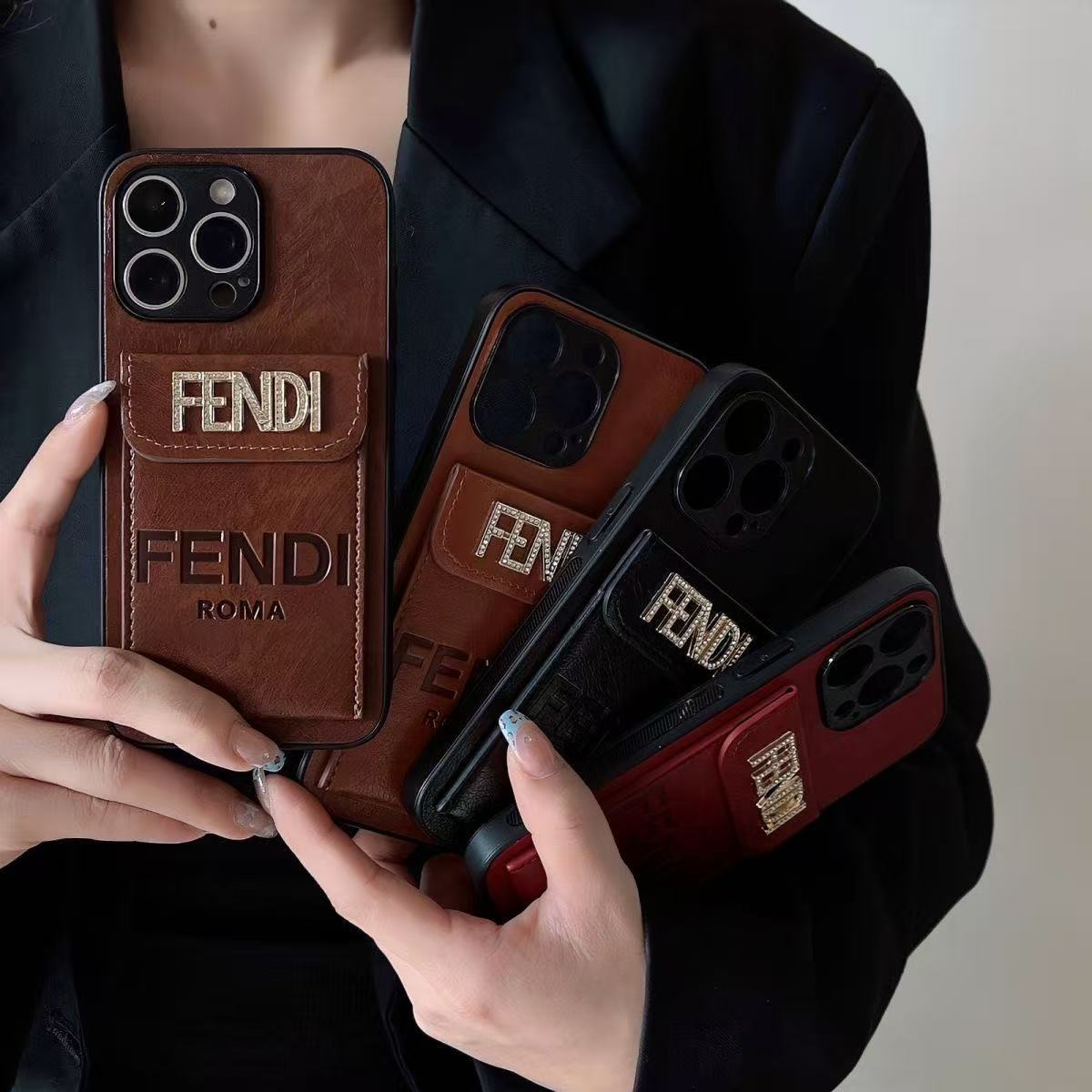 Fendi Leather iPhone Wallet Case
