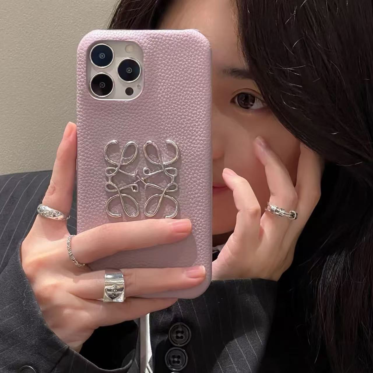 Lychee Pattern Retro Leather iPhone Case