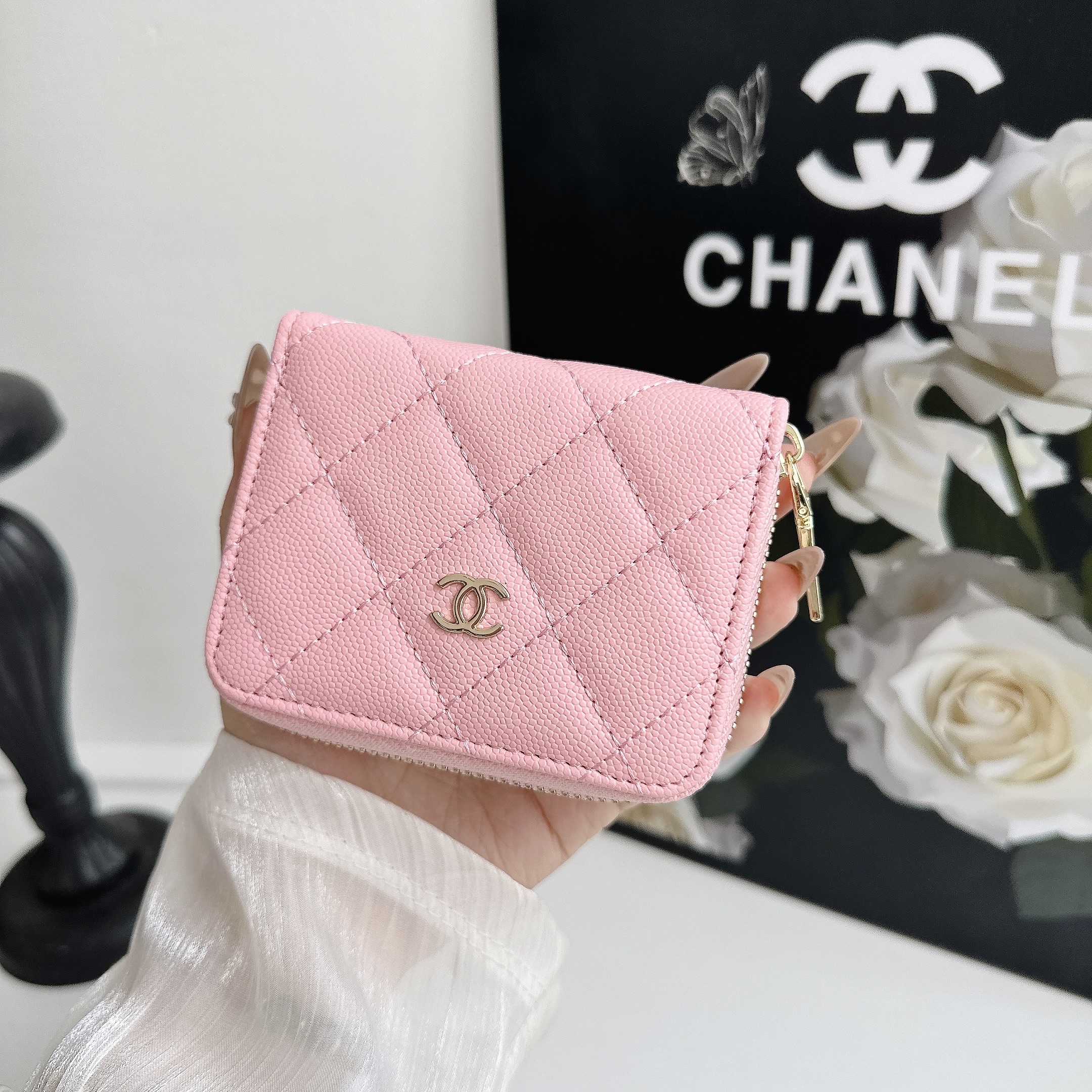 Luxury Leather Zipper Wallet Card Holder & Coin Purse